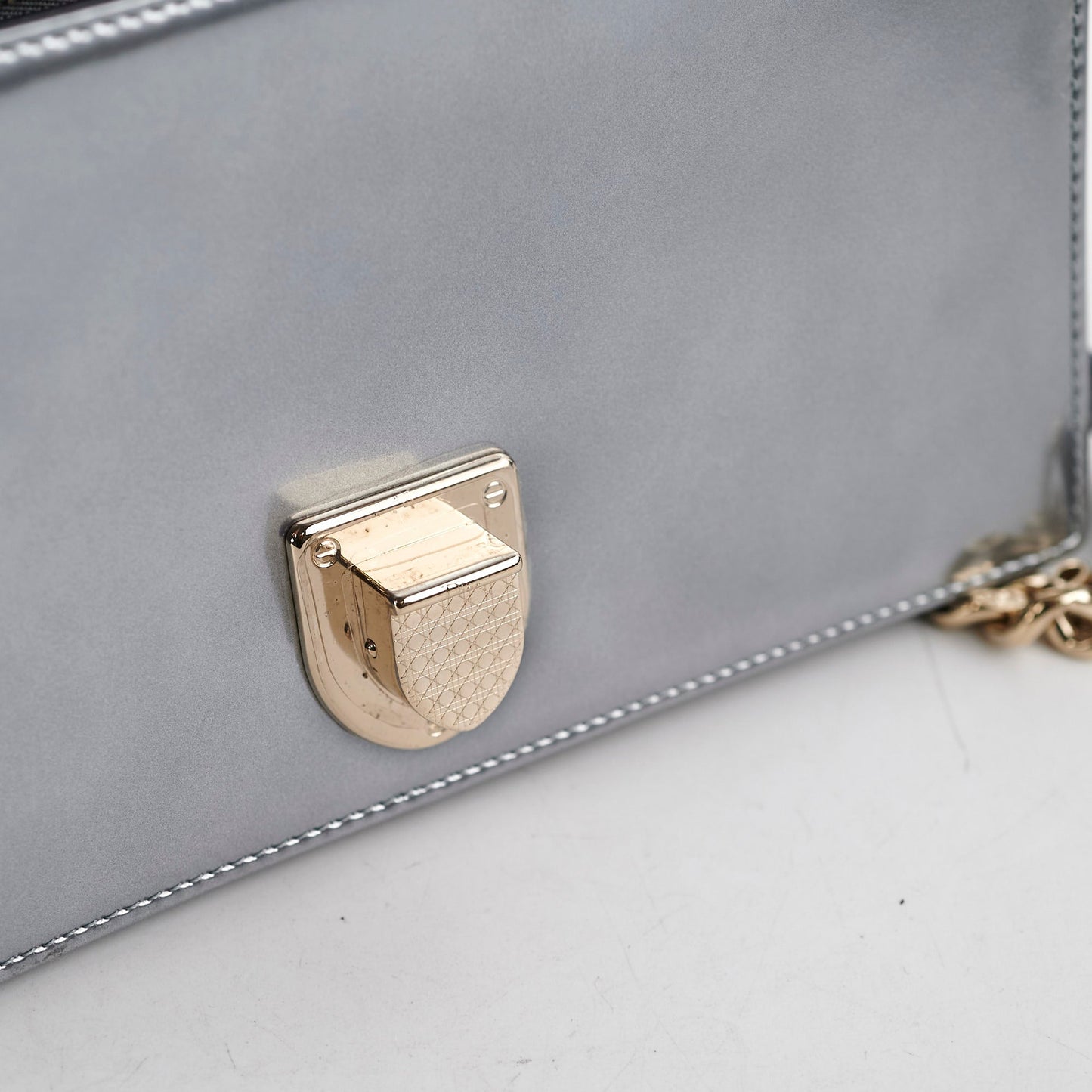 Christian Dior Micro Cannage Medum Diorama Metallic Silver