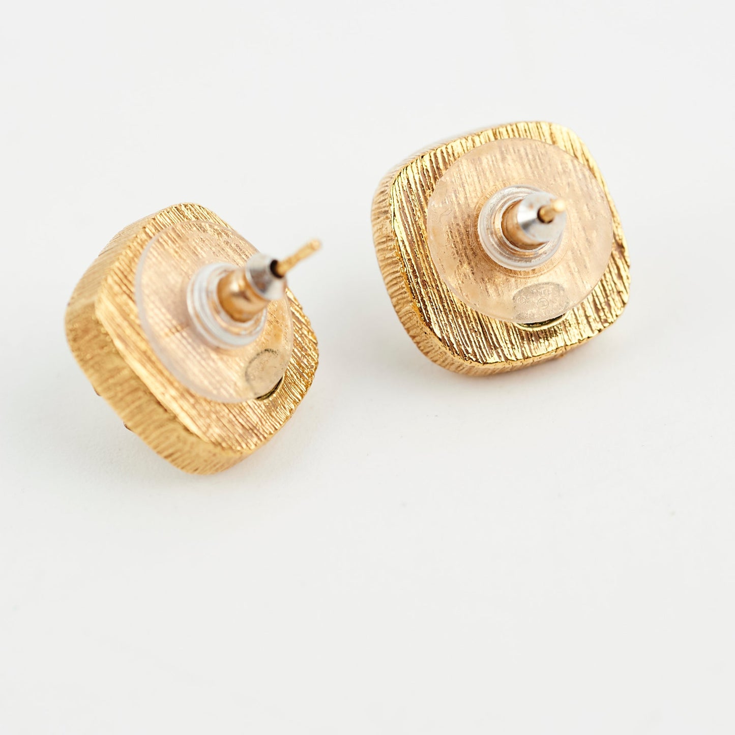 Chanel Square Cushion CC Logo Pearl Earrings Costume Jewellery