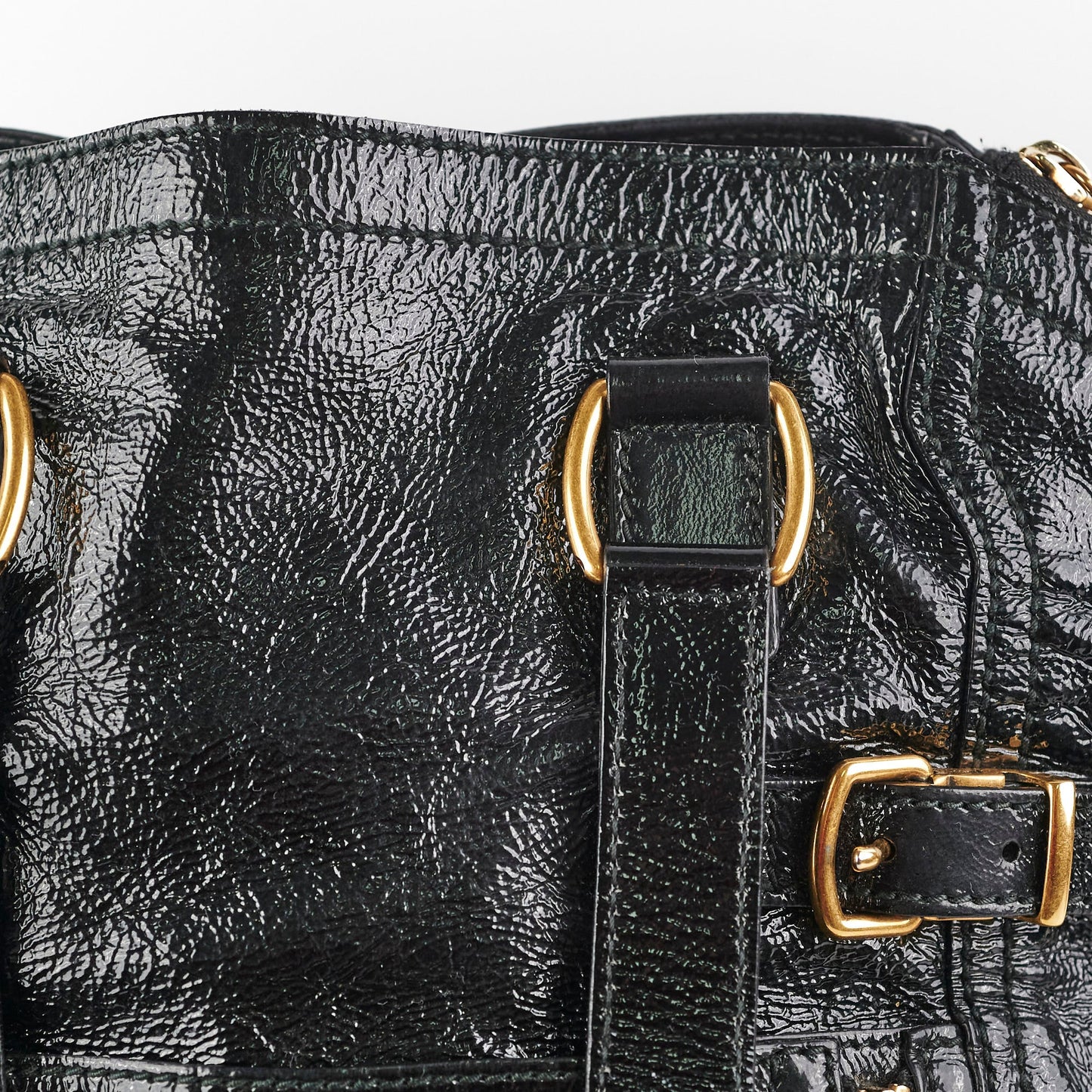 Saint Laurent Downtown Black Patent Bag Black