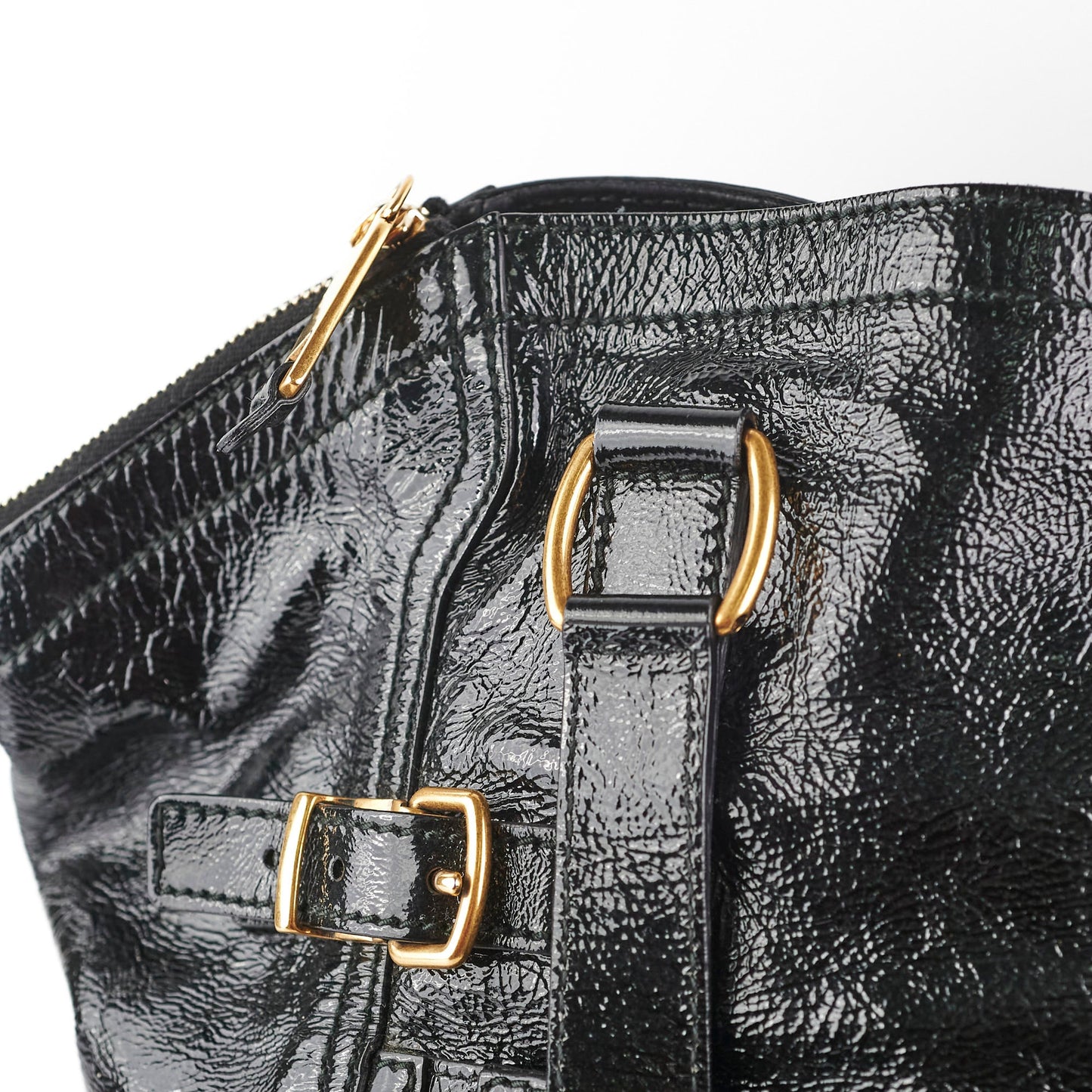 Saint Laurent Downtown Black Patent Bag Black