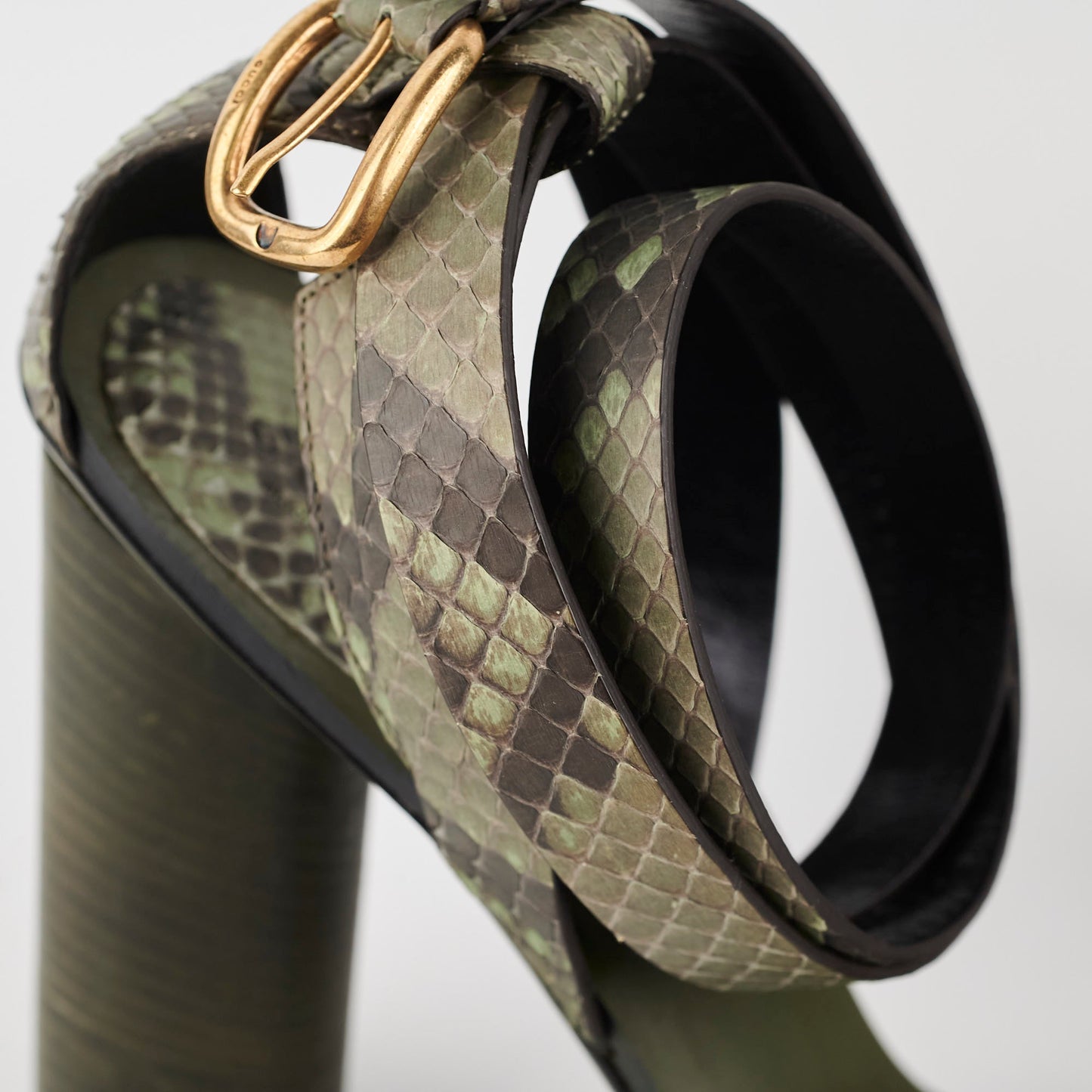 Gucci Snakeskin Strap Heels Green Size 41