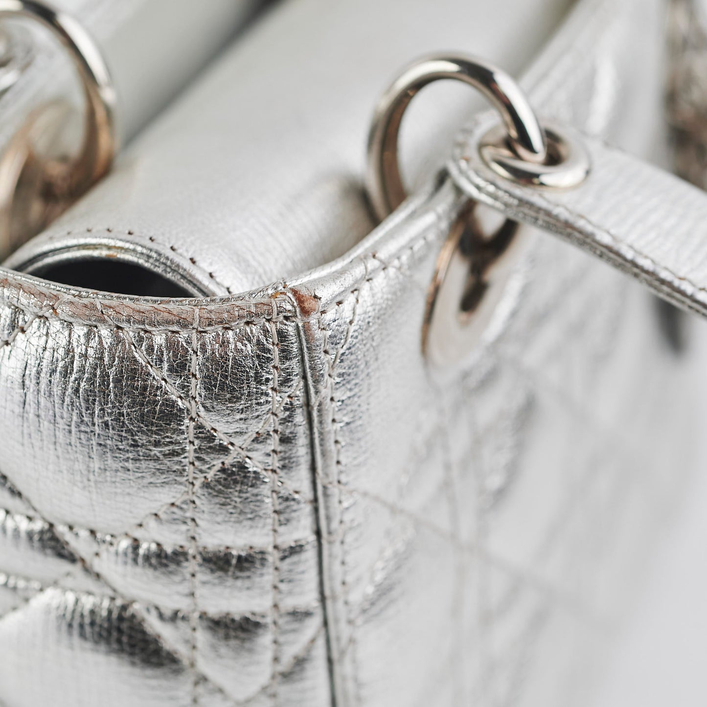 Christian Dior Lady Dior Small Metallic Silver