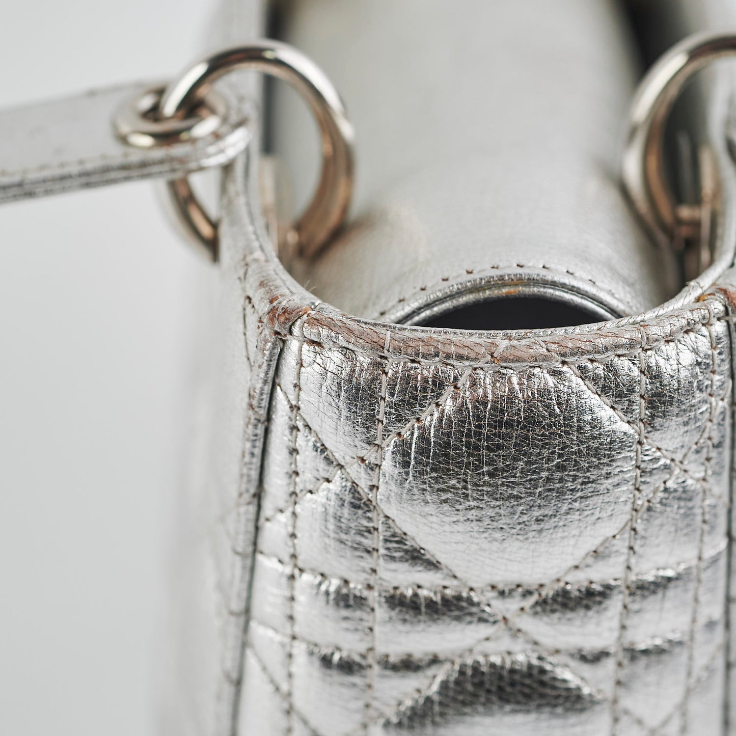 Christian Dior Lady Dior Small Metallic Silver