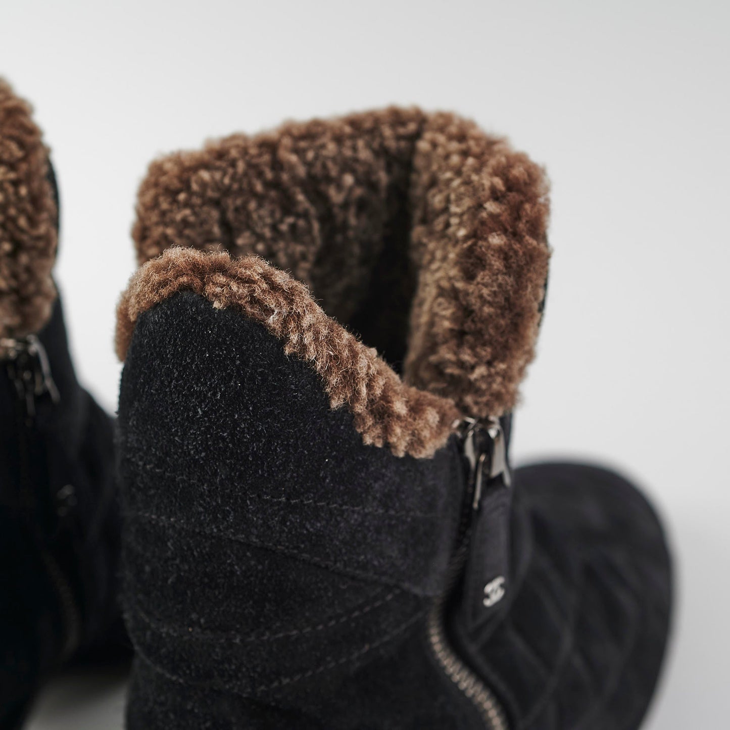 Chanel Suede Black Boots Size 35.5
