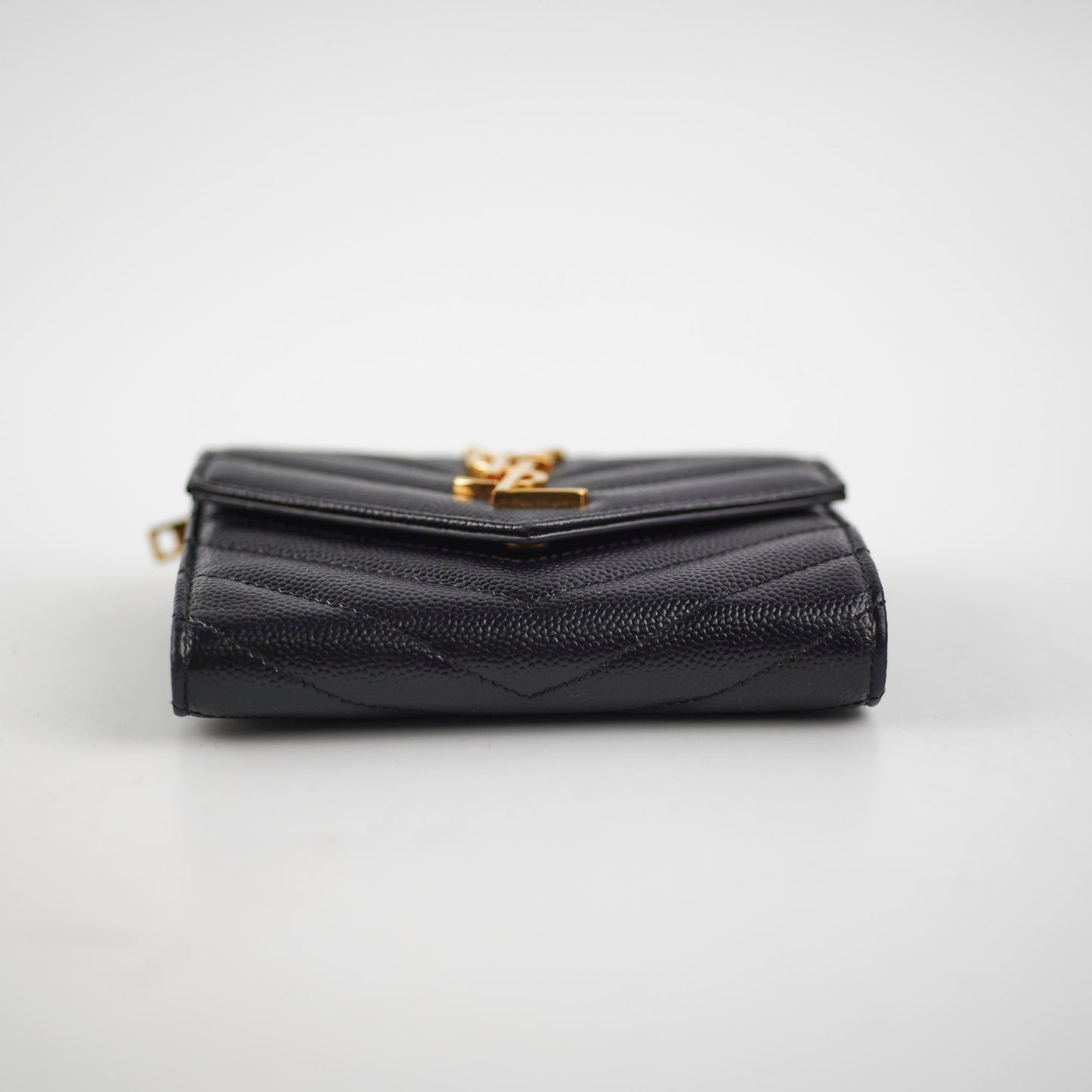 Saint Laurent Trifold Compact Leather Wallet Black