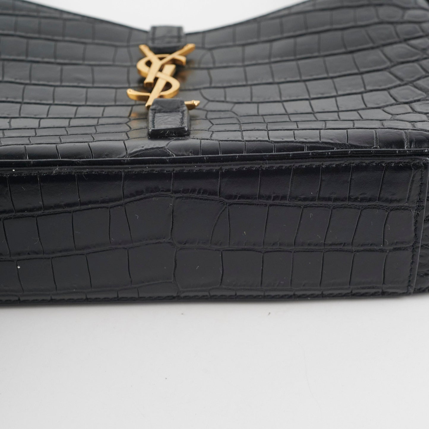 ITEM 9 - Saint Laurent Le5 a 7 croc Embossed Black