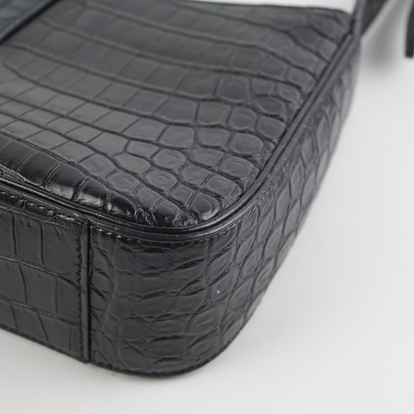 ITEM 9 - Saint Laurent Le5 a 7 croc Embossed Black