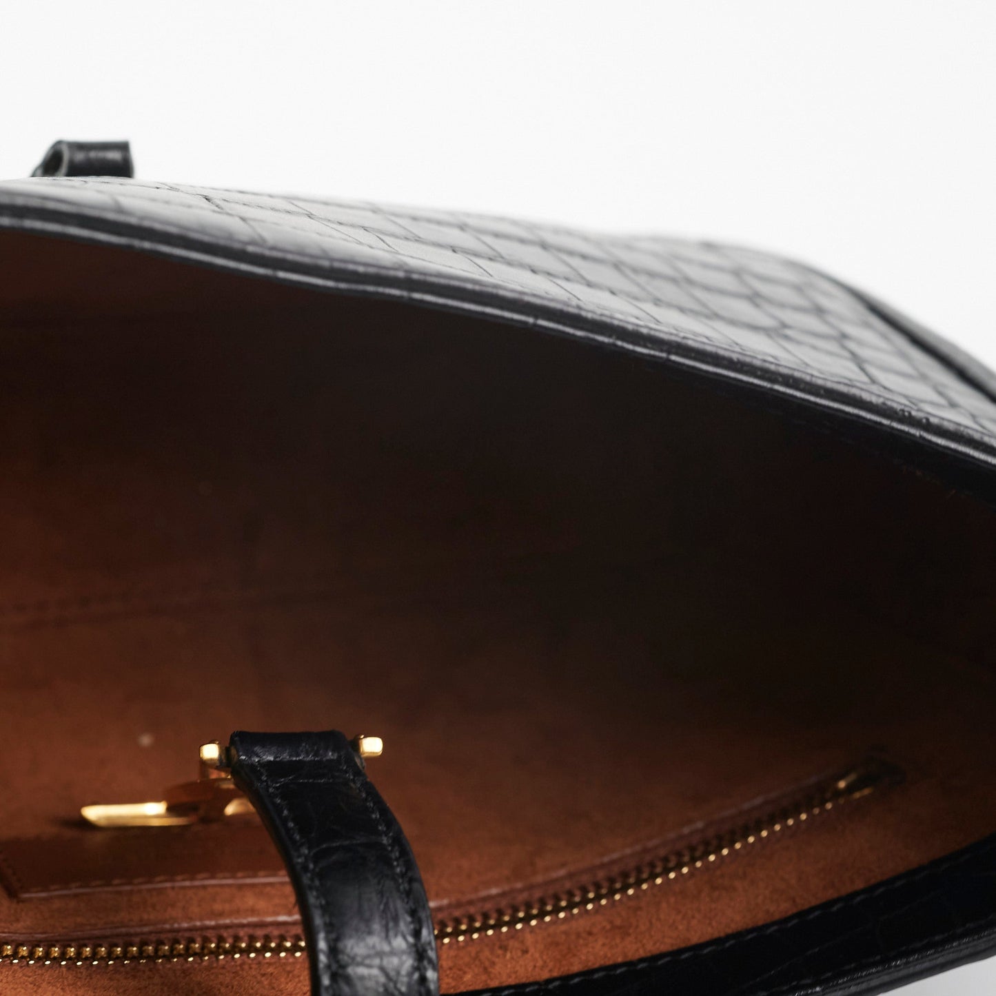 ITEM 9 - Saint Laurent Le5 a 7 croc Embossed Black