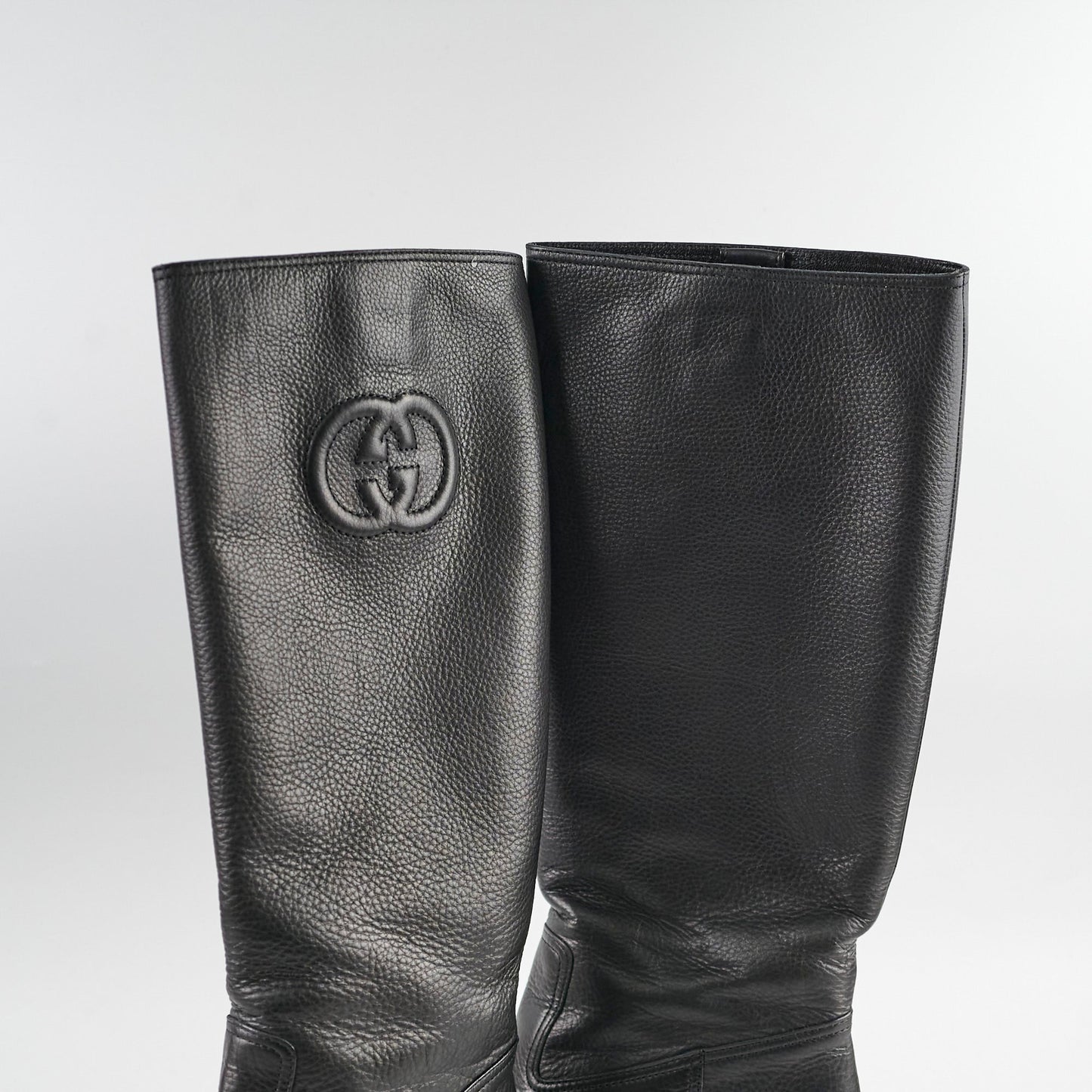 Gucci GG Knee High Heeled Boots Black 38