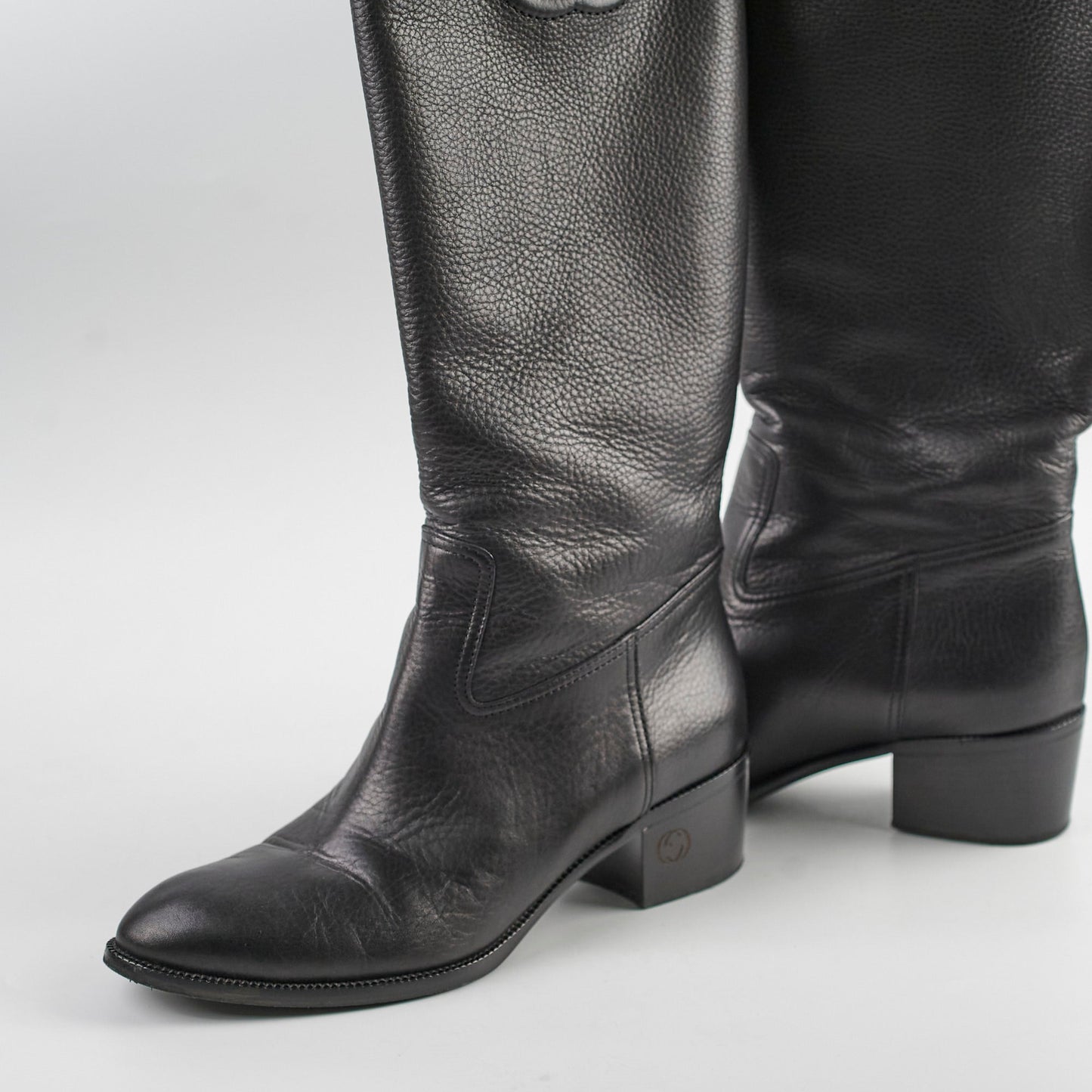 Gucci GG Knee High Heeled Boots Black 38