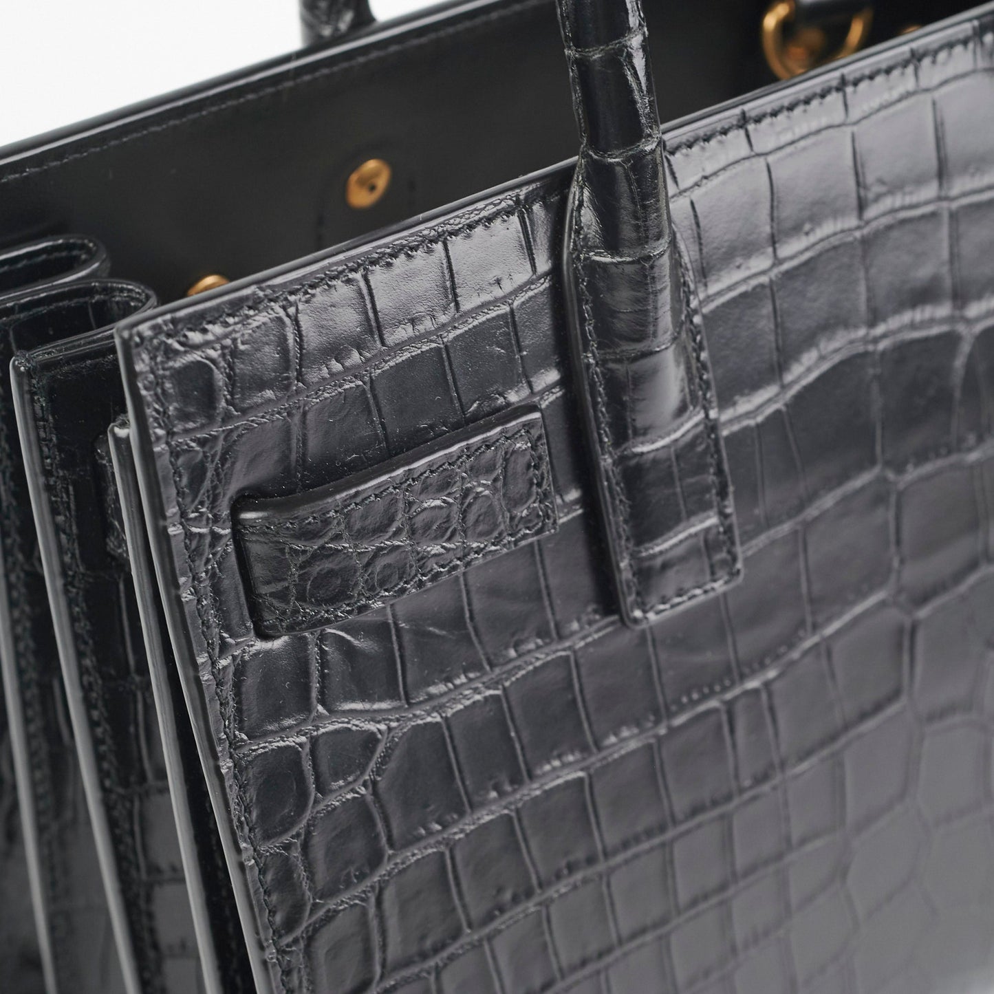 Saint Laurent Sac De Jour Nano Croc Embossed Black