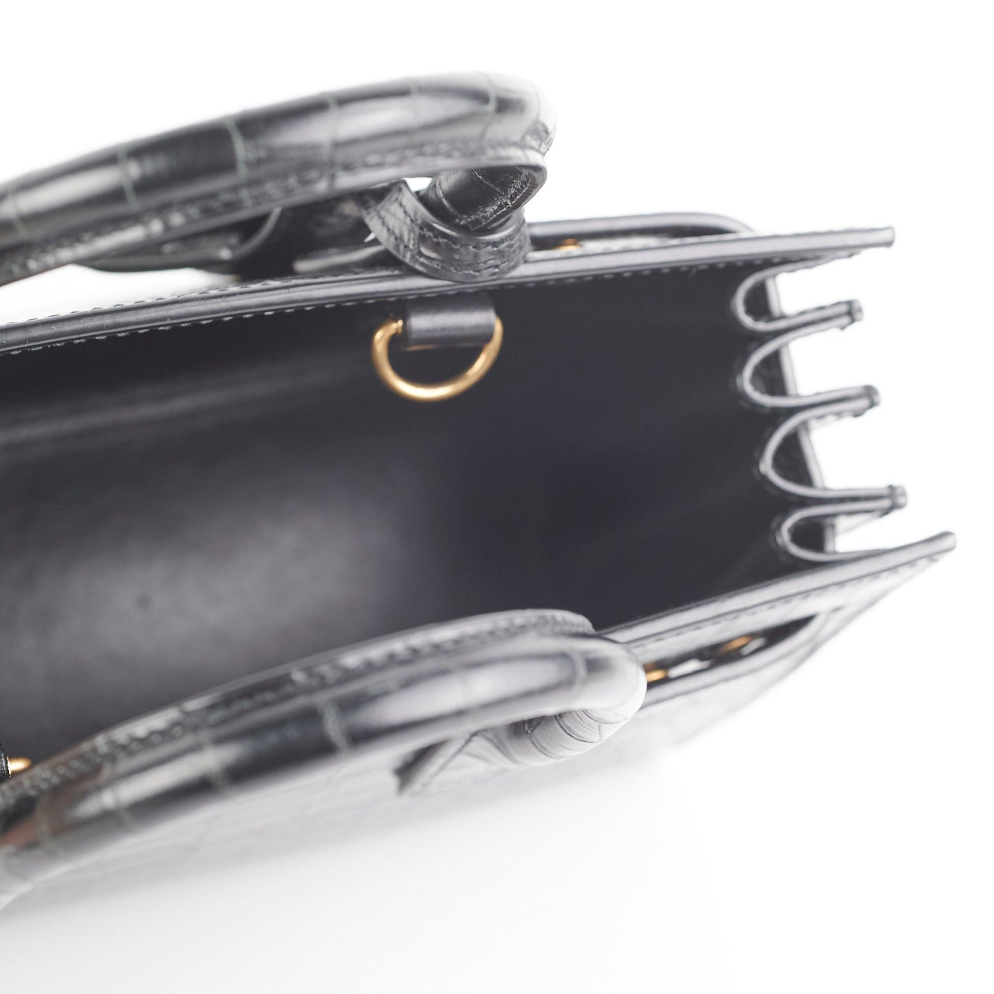 Saint Laurent Sac De Jour Nano Croc Embossed Black