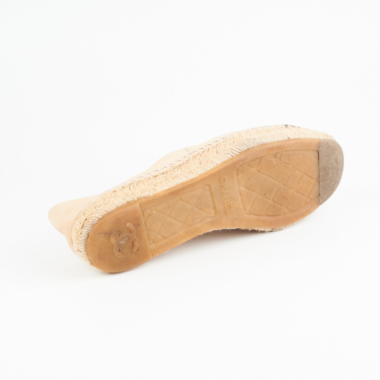 Chanel espadrille beige black shoes 38