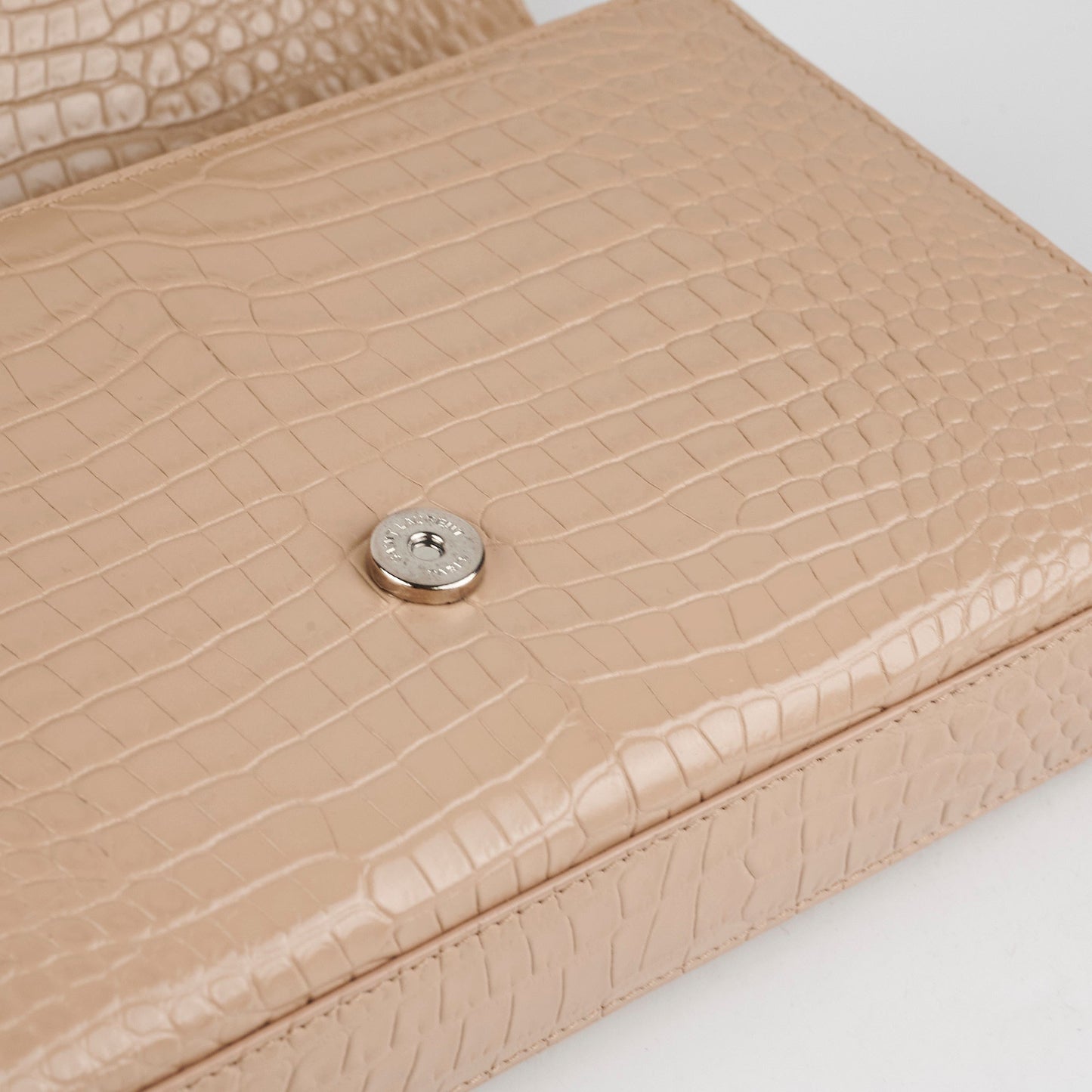 Saint Laurent Medium Kate Croc Beige Tassel Wallet On Chain WOC
