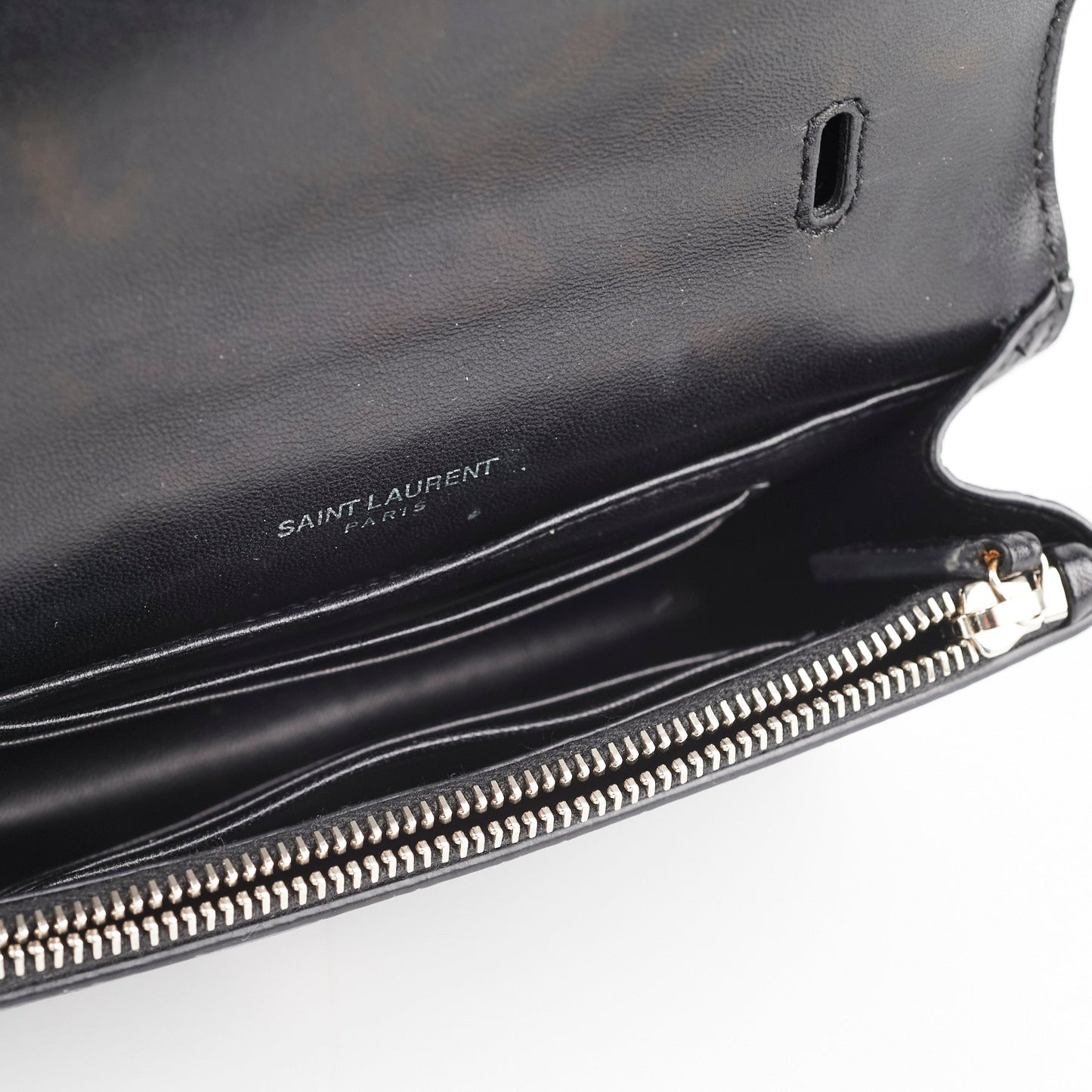 Saint Laurent Kate Croc Wallet On Chain WOC Black