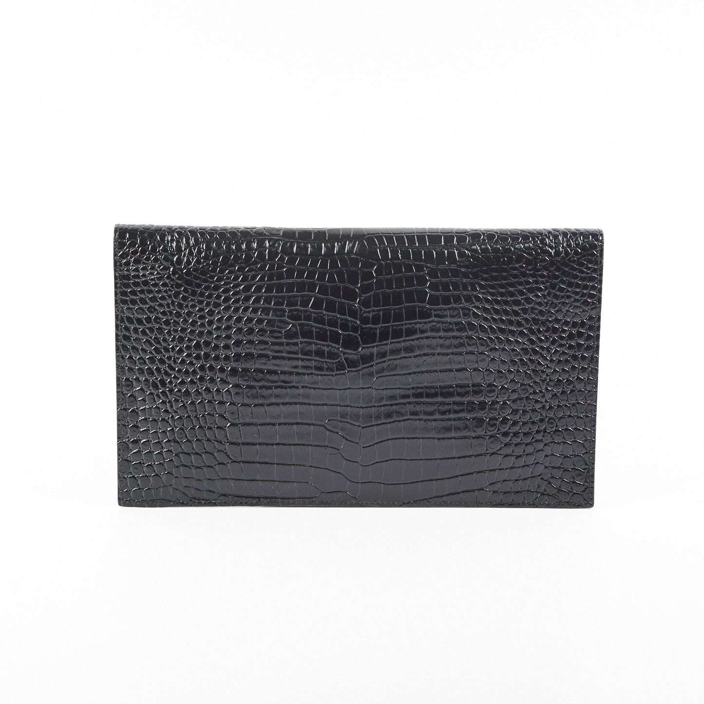 Saint Laurent Uptown Crocodile Embossed Leather Black
