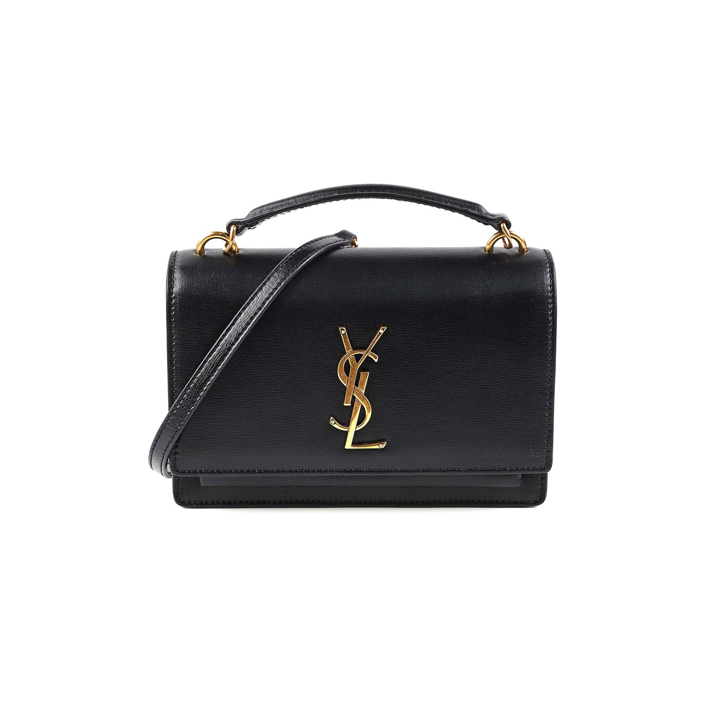 Saint Laurent Sunset Black Chain Wallet In Smooth Leather