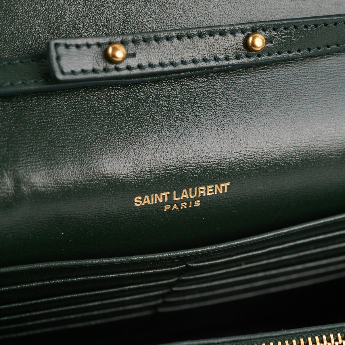 Saint Laurent Medium Sulpice Flap Wallet on Chain Green