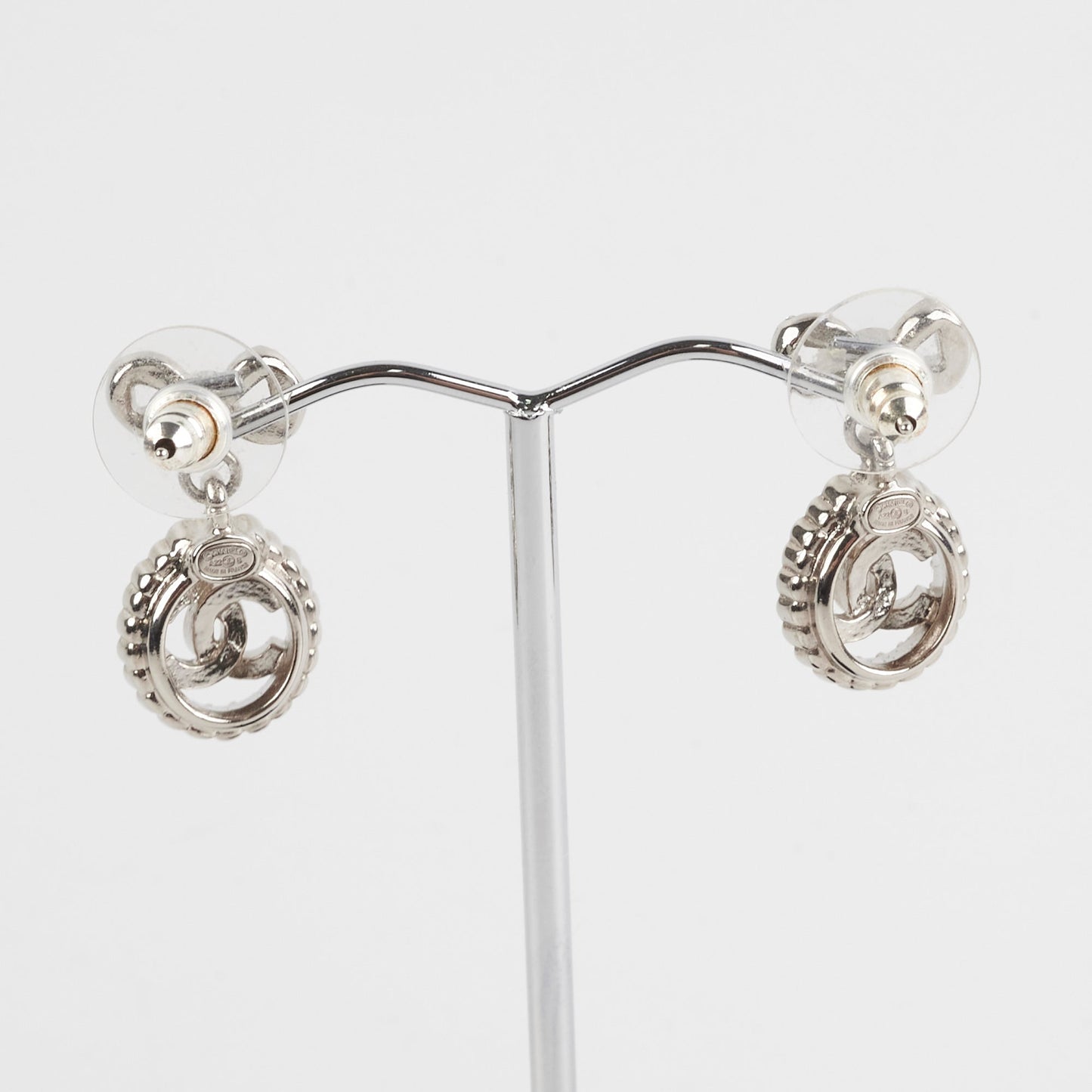 Chanel Logo Rhinestone Bow Earrings Costume Jewellery