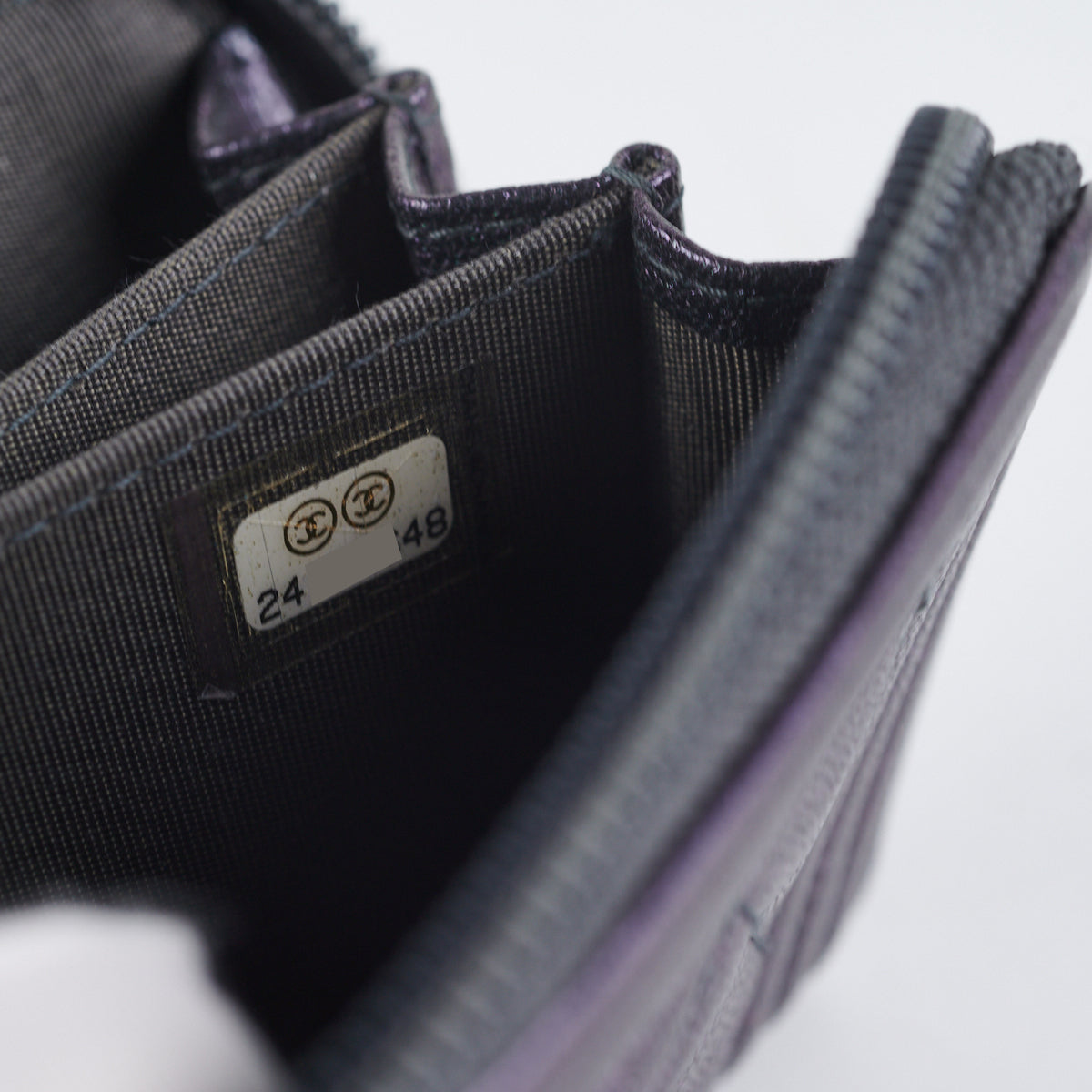 Chanel Boy Zip Coin Purse Iridescent Purple