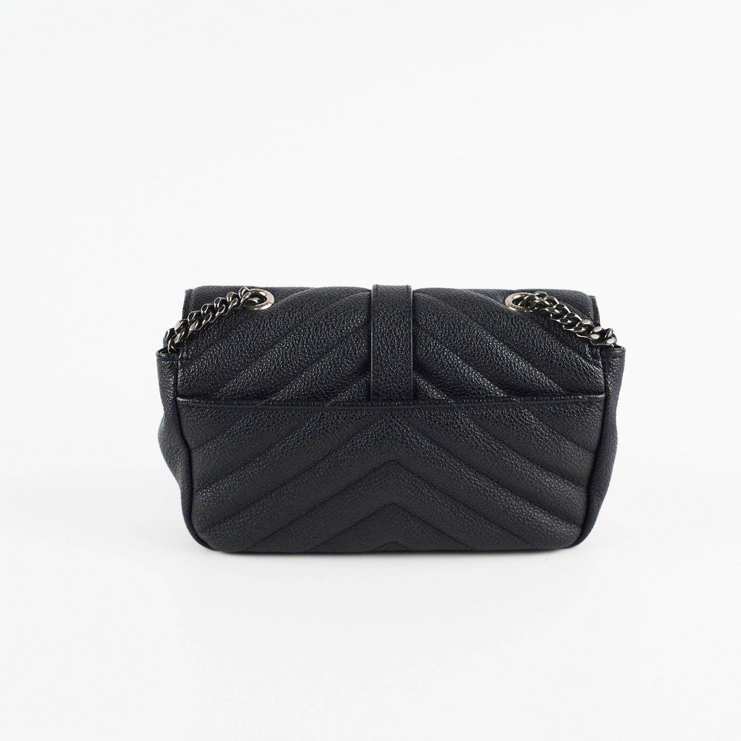 Saint Laurent Baby Chain Chevron Black Crossbody Bag