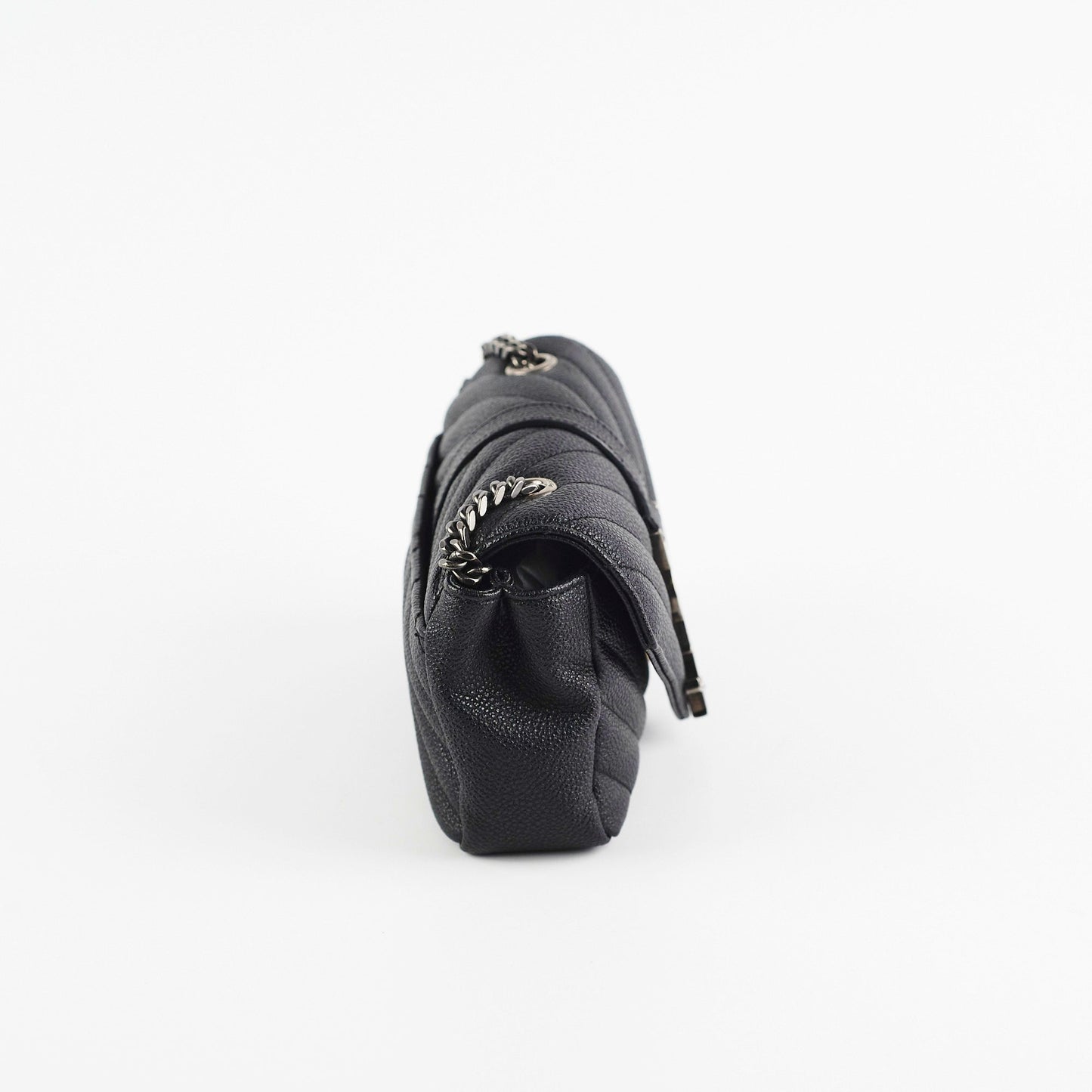 Saint Laurent Baby Chain Chevron Black Crossbody Bag