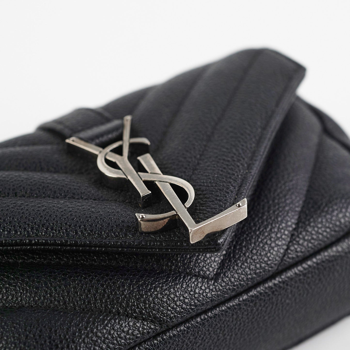 Saint Laurent Baby Chain Chevron Black Crossbody Bag