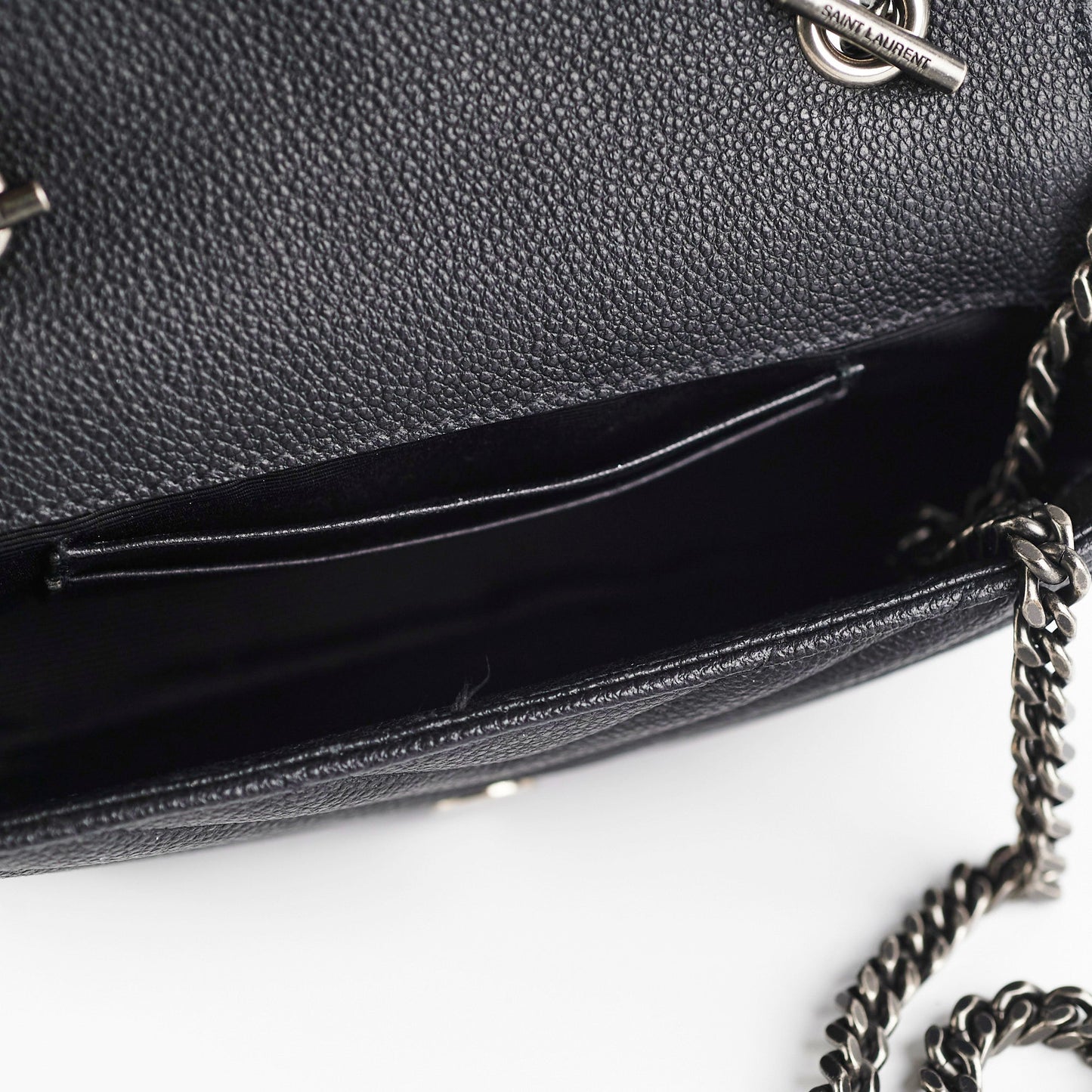 Saint Laurent Baby Chain Chevron Black Crossbody Bag