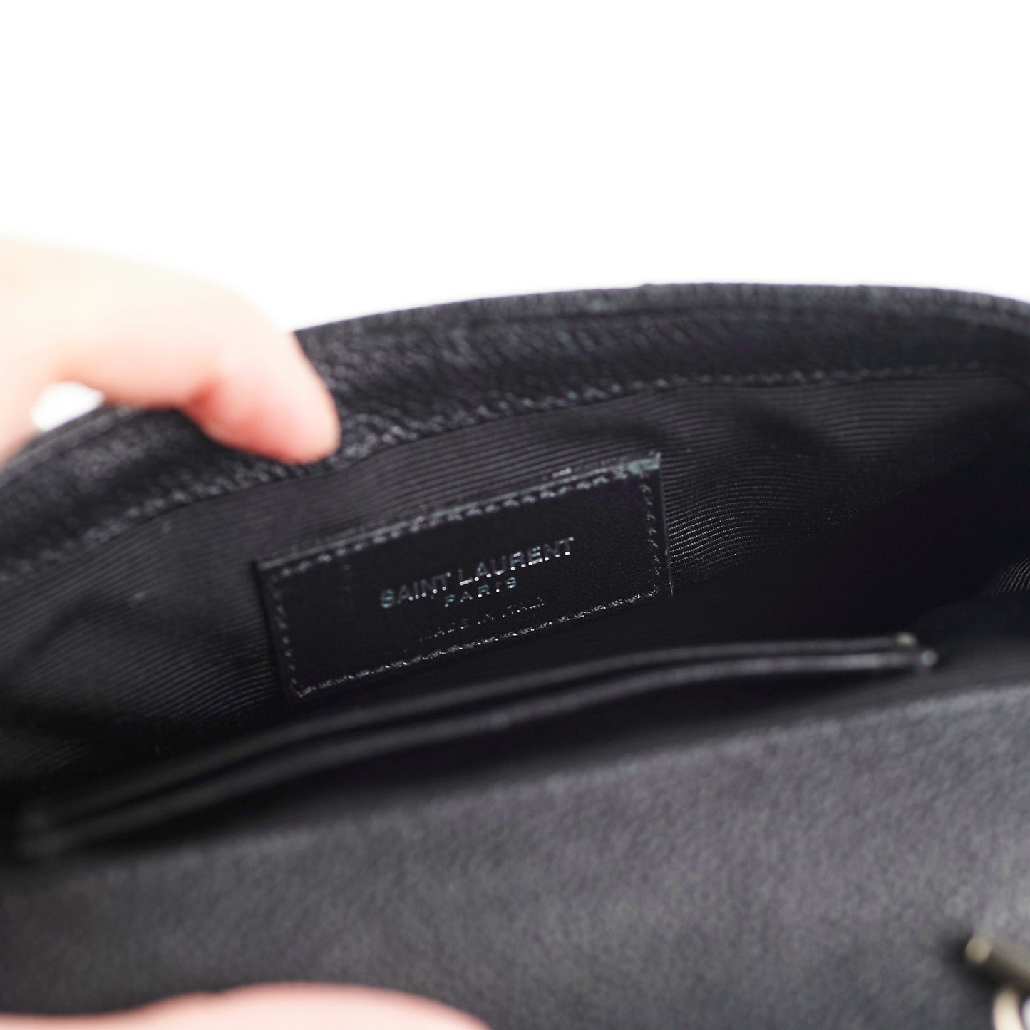 Saint Laurent Baby Chain Chevron Black Crossbody Bag