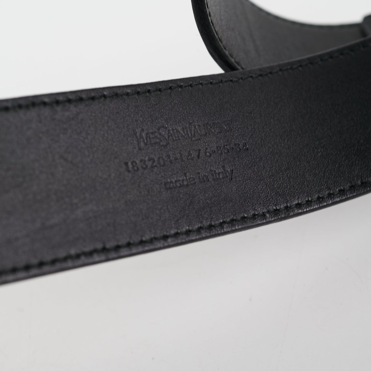 Saint Laurent Black Patent YSL Gold Enamel Buckle Belt