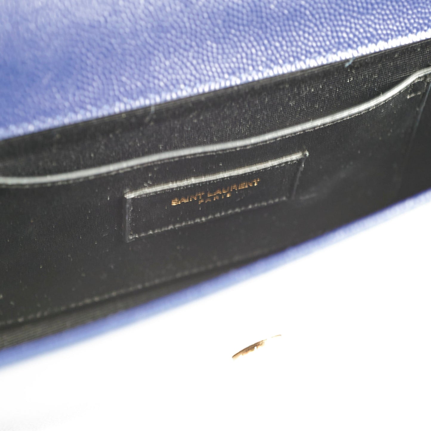 Saint Laurent Long Blue Grained Leather Clutch