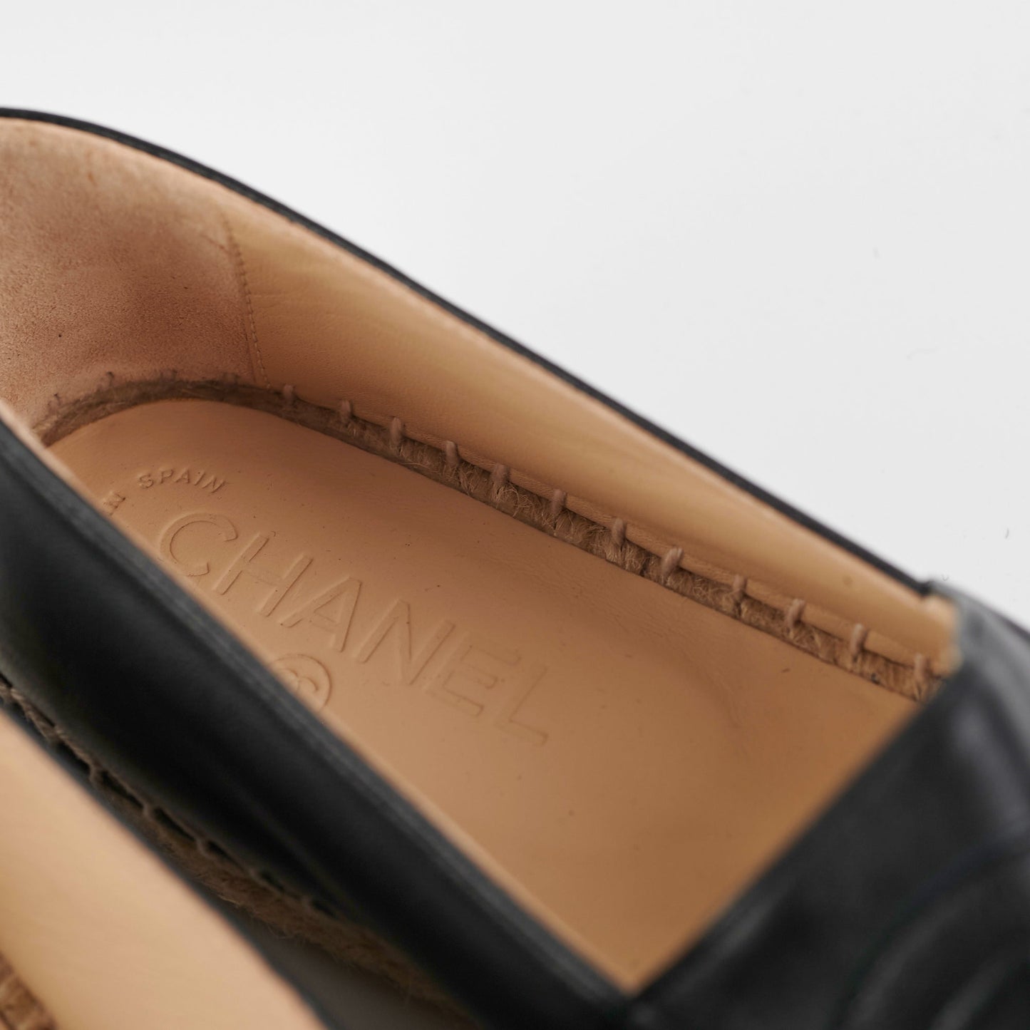 Chanel Espadrilles Size 38 Black Lambskin Shoes