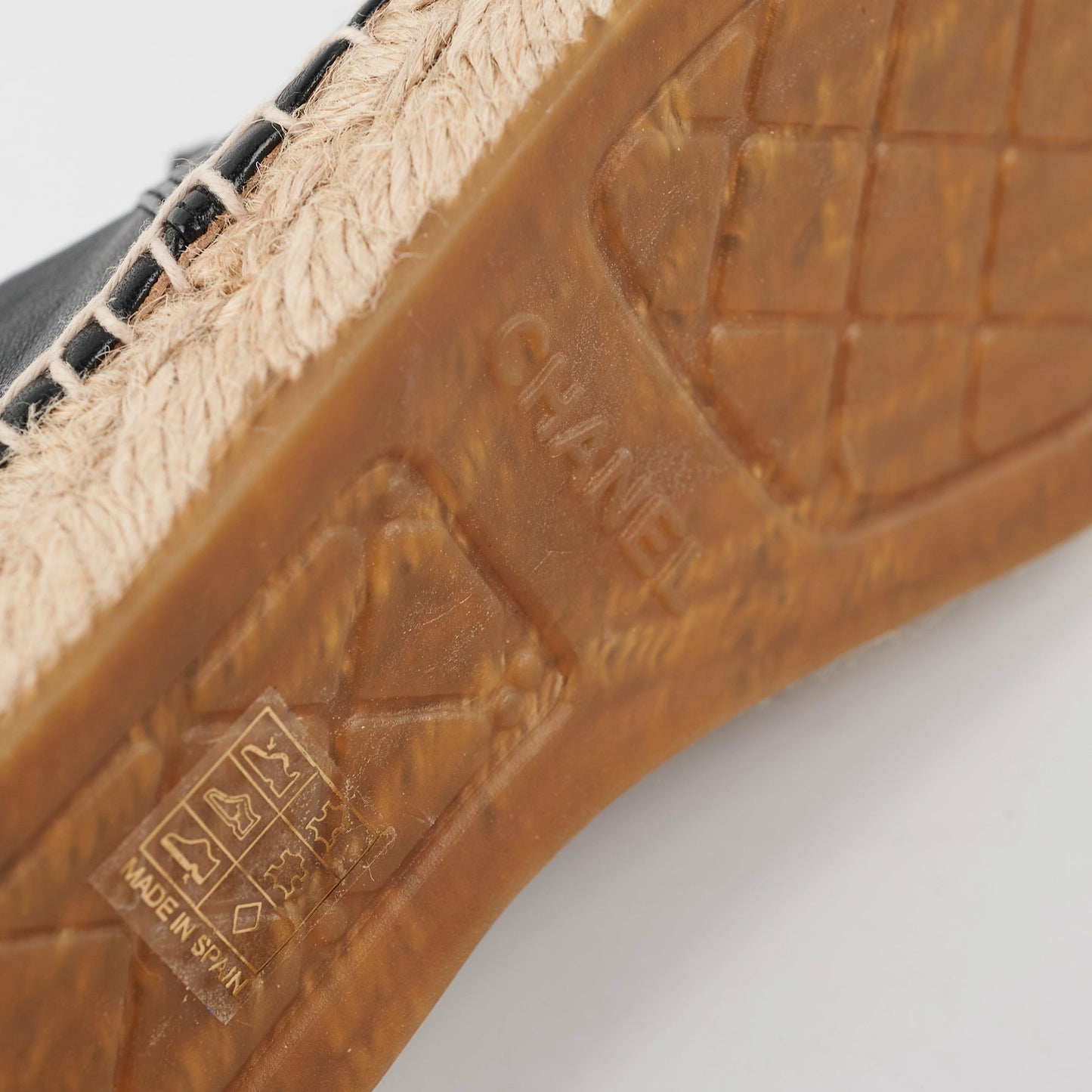 Chanel Espadrilles Size 38 Black Lambskin Shoes