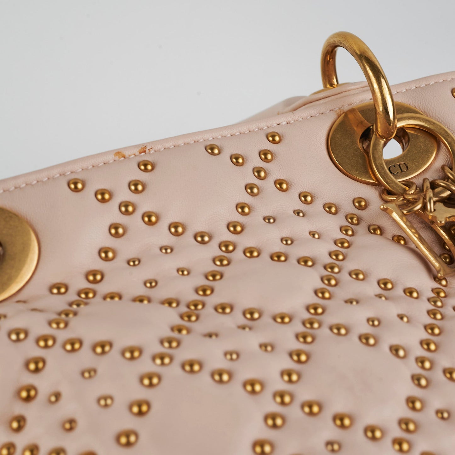 Christian Dior Medium Lady Dior Beige Studded