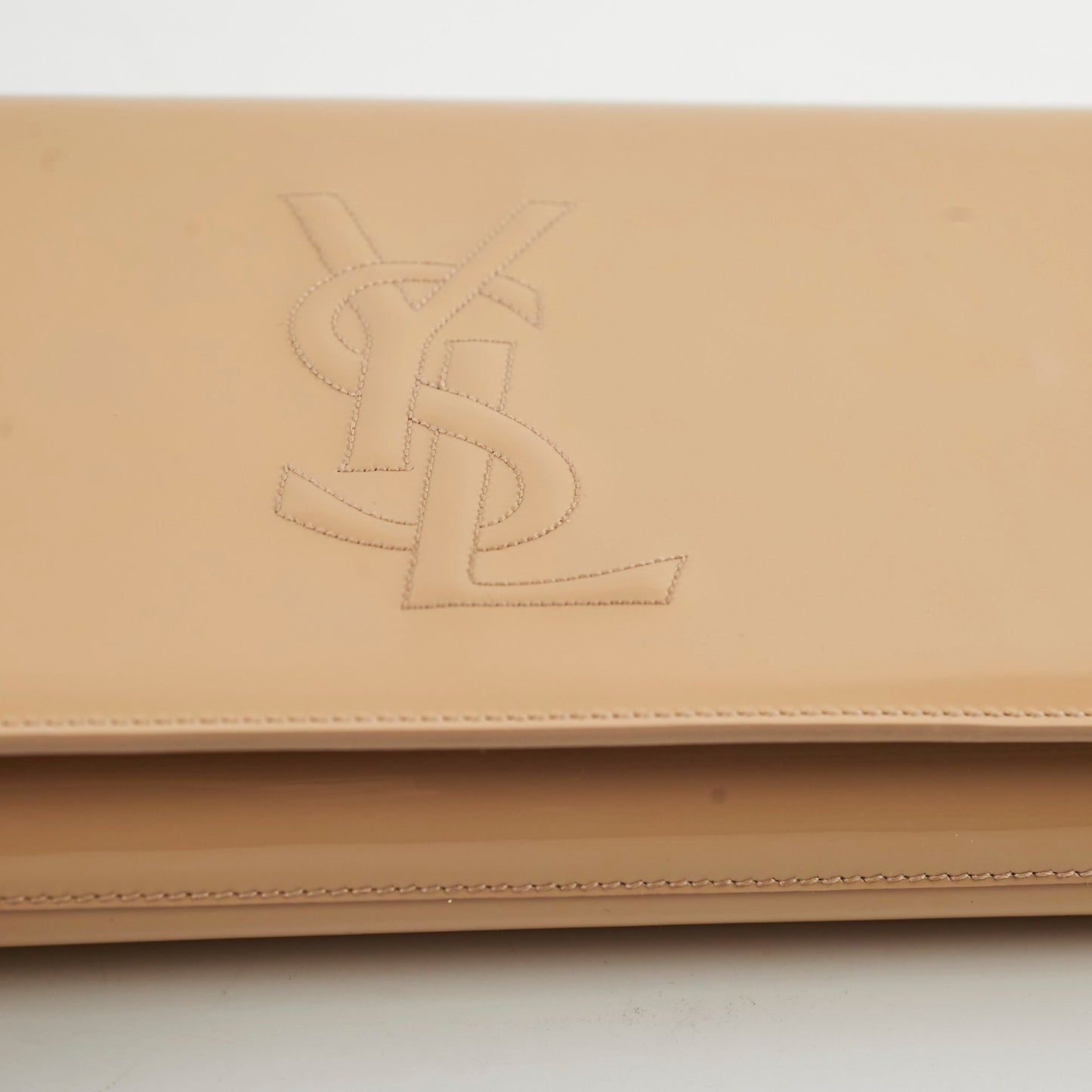 Saint Laurent Clutch Large Patent Clutch Beige