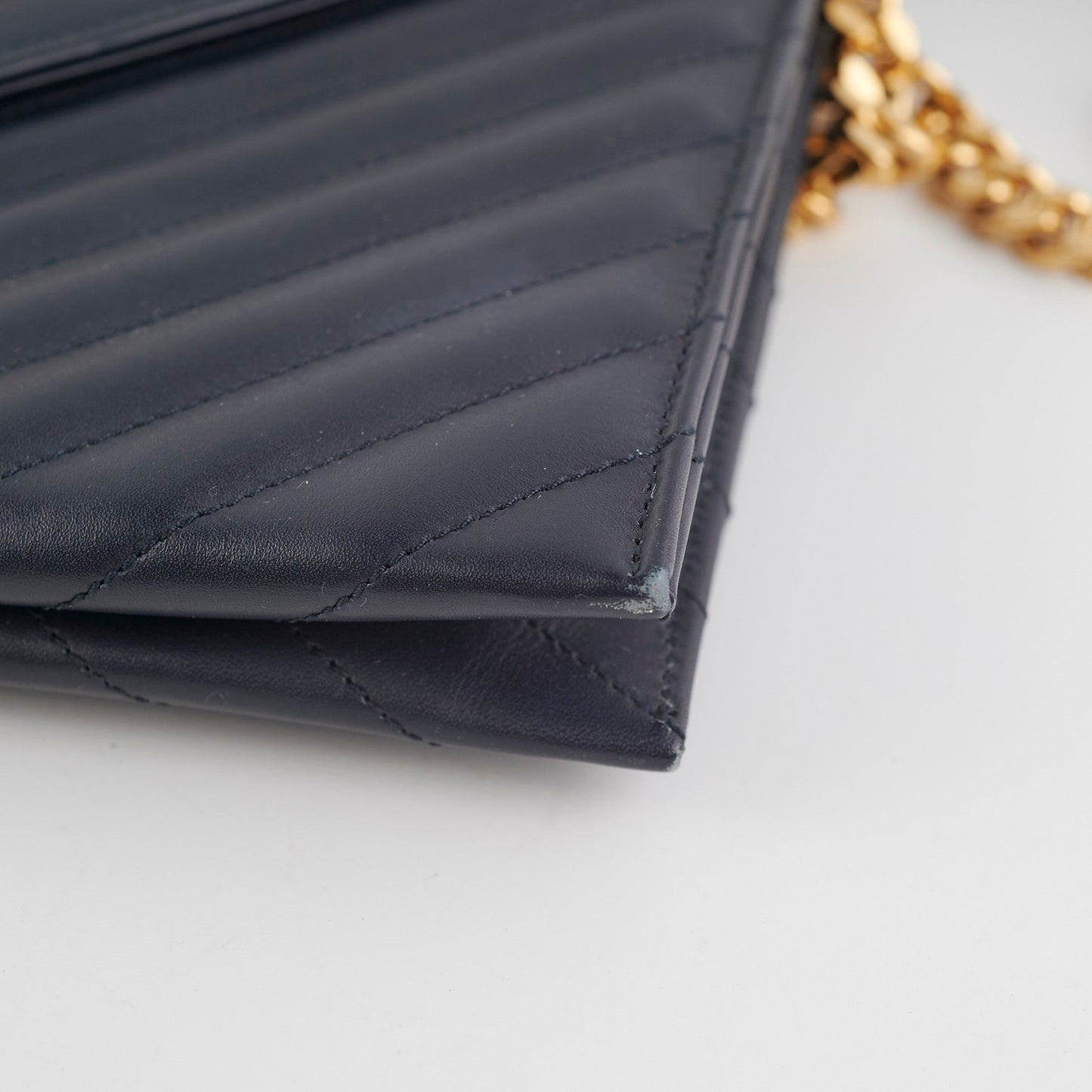 Saint Laurent Clutch with Detachable Chain Navy