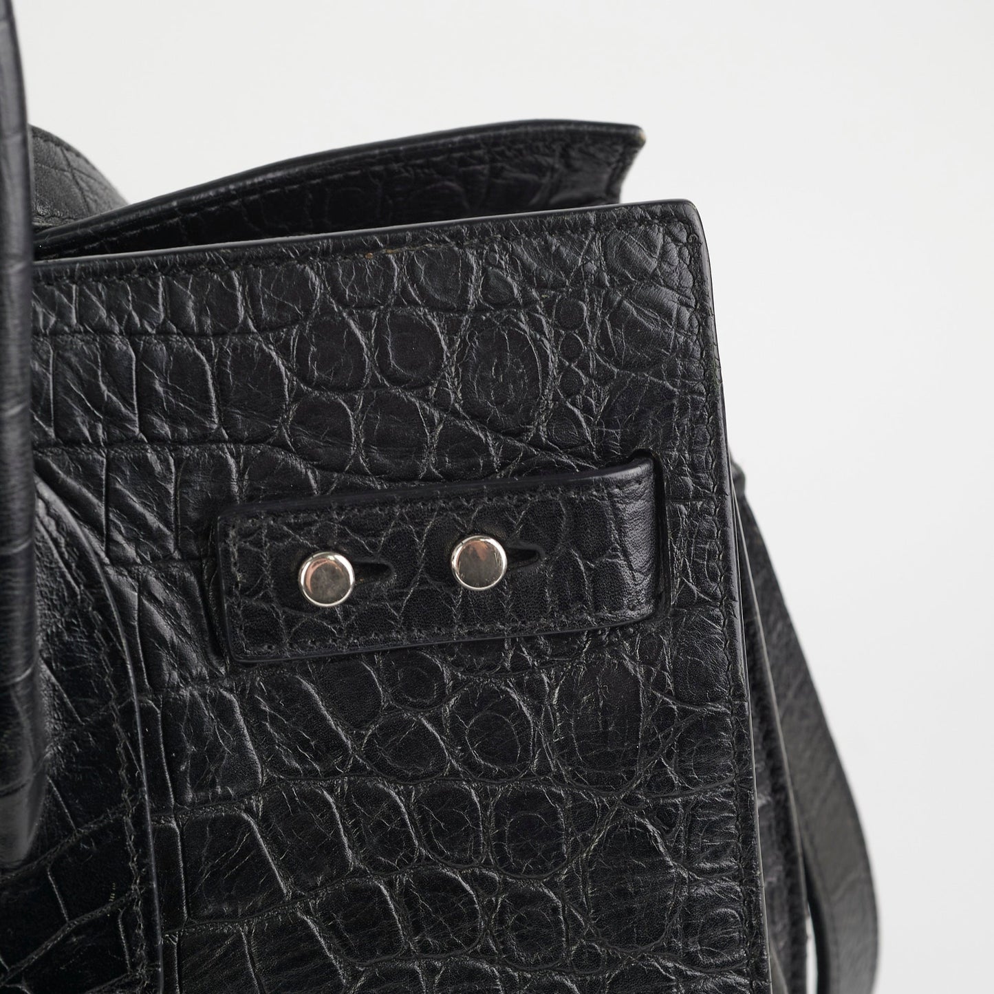 Saint Laurent Crocodile Embossed Calfskin Black