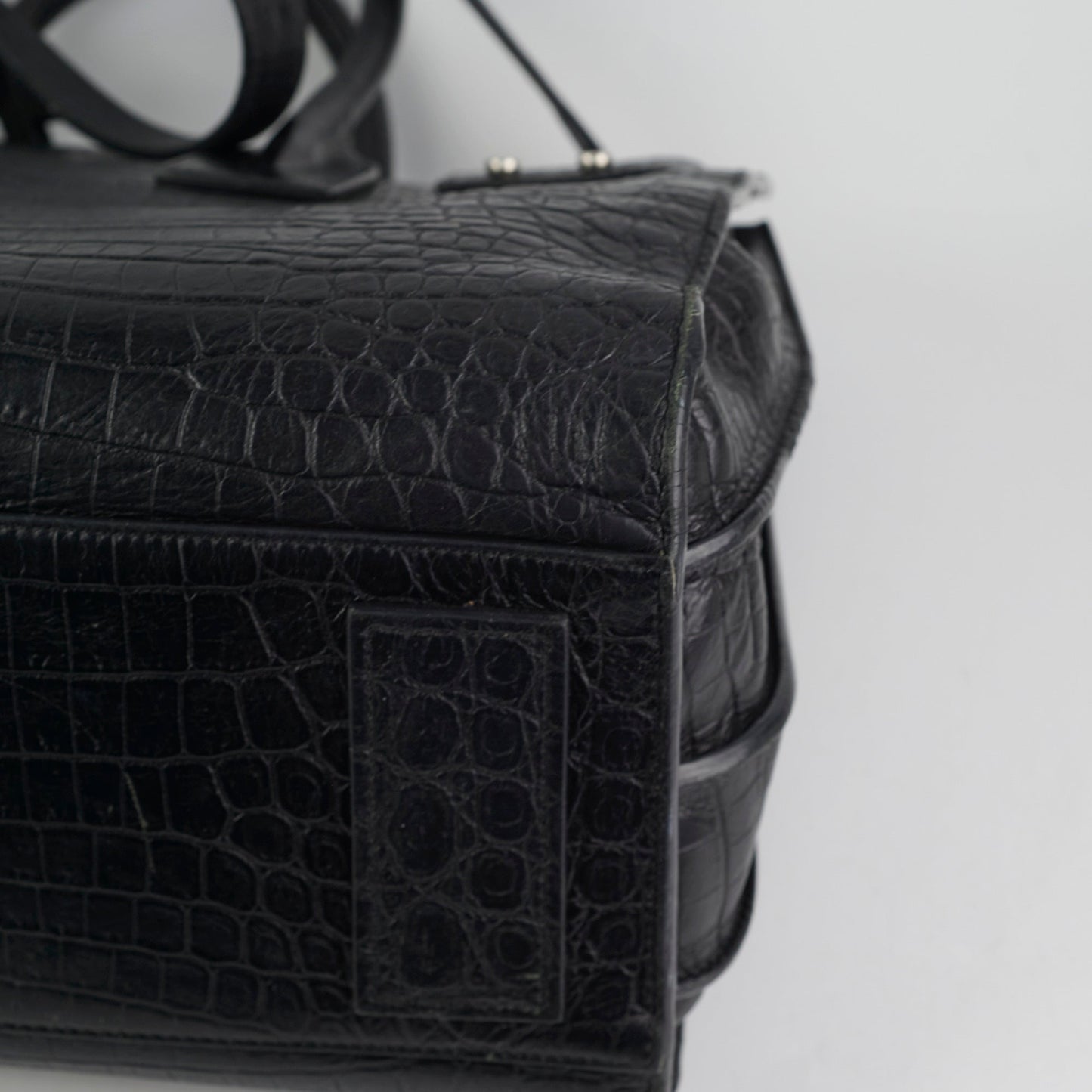Saint Laurent Crocodile Embossed Calfskin Black