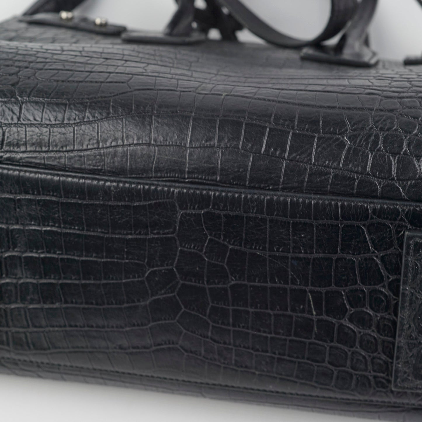 Saint Laurent Crocodile Embossed Calfskin Black