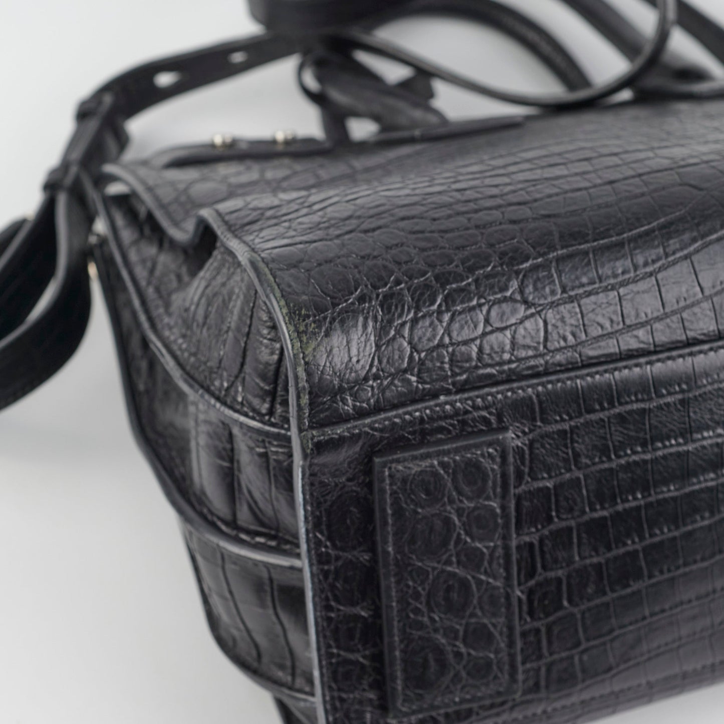 Saint Laurent Crocodile Embossed Calfskin Black