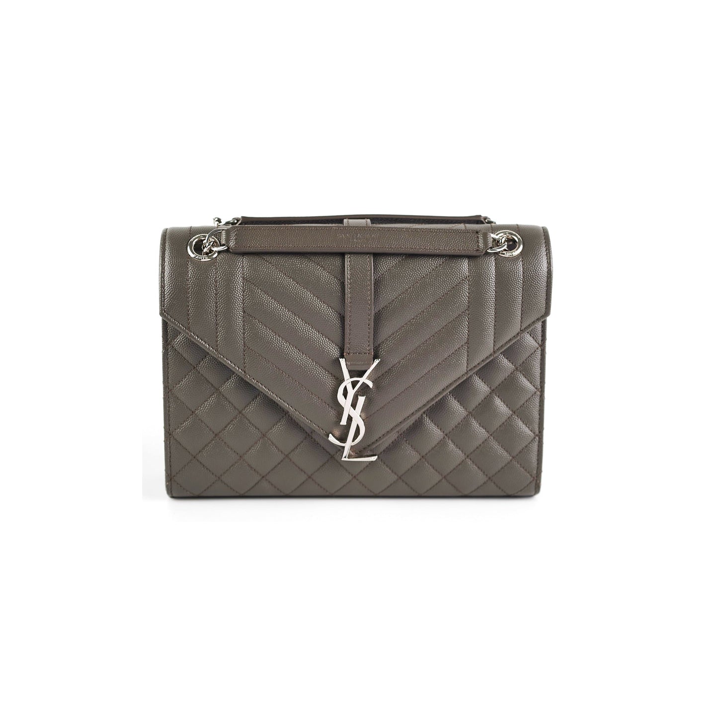 Saint Laurent Small Envelope Quilted Grey
