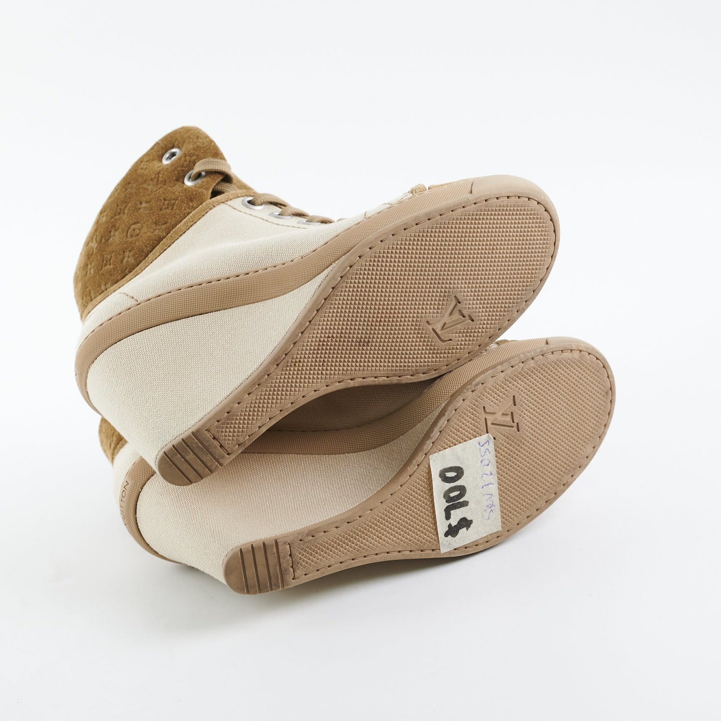 Louis Vuitton Batignolles Wedge Canvas Sneakers 36.5 Beige