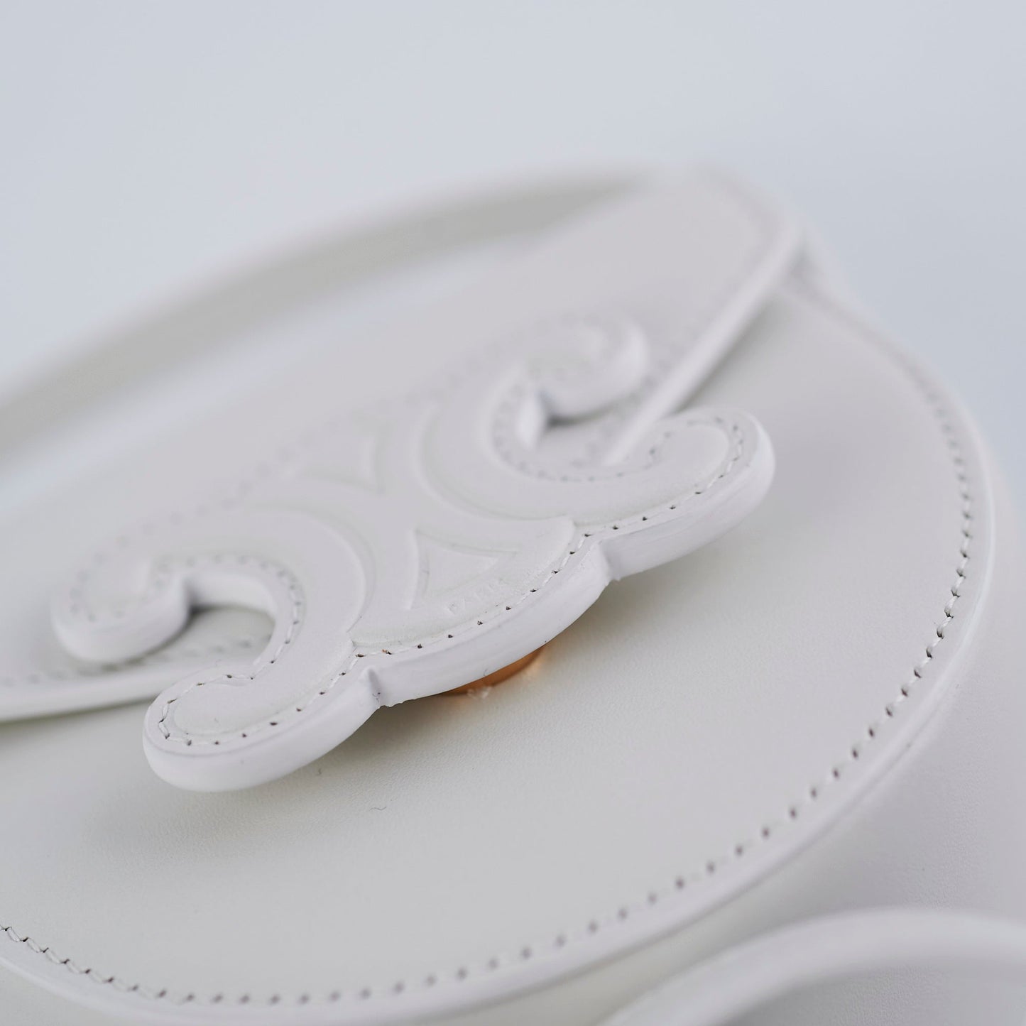 Celine Cuir Mini Triomphe White Crossbody Bag