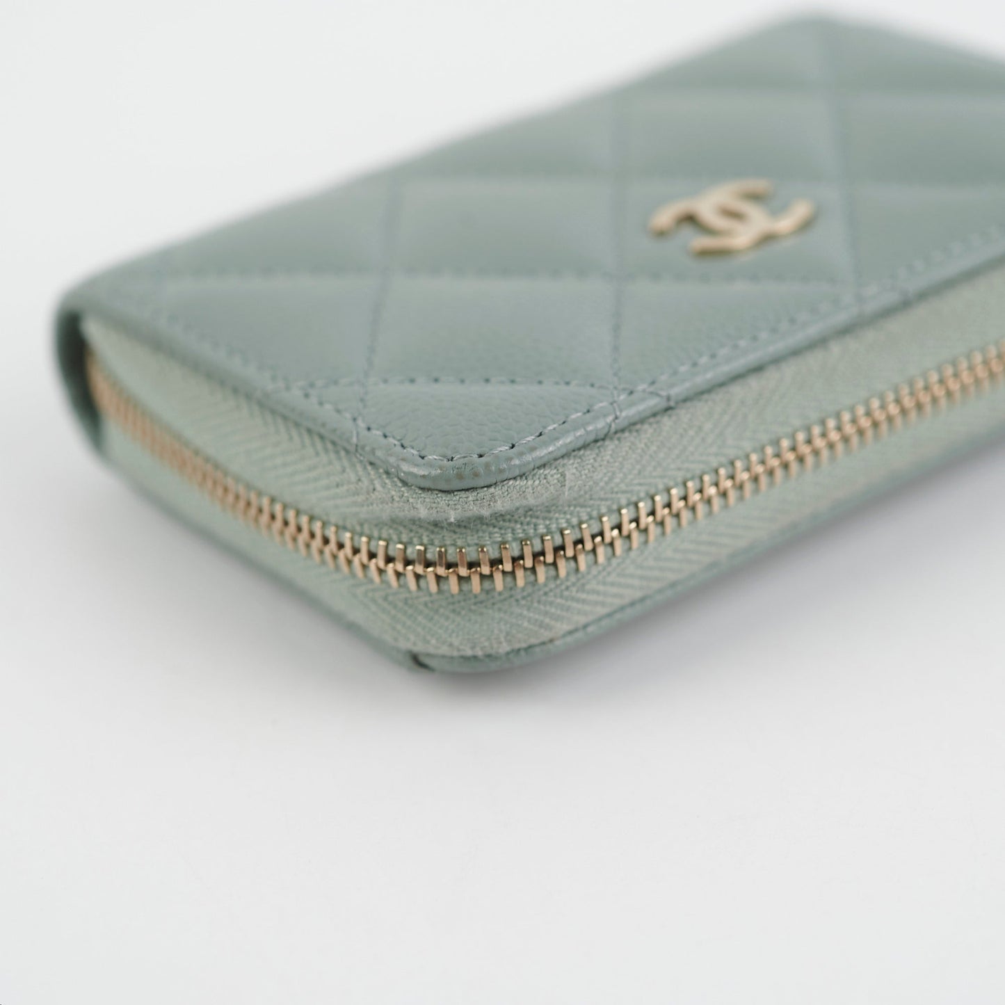 Chanel Blue/Grey Zipper Card Holder