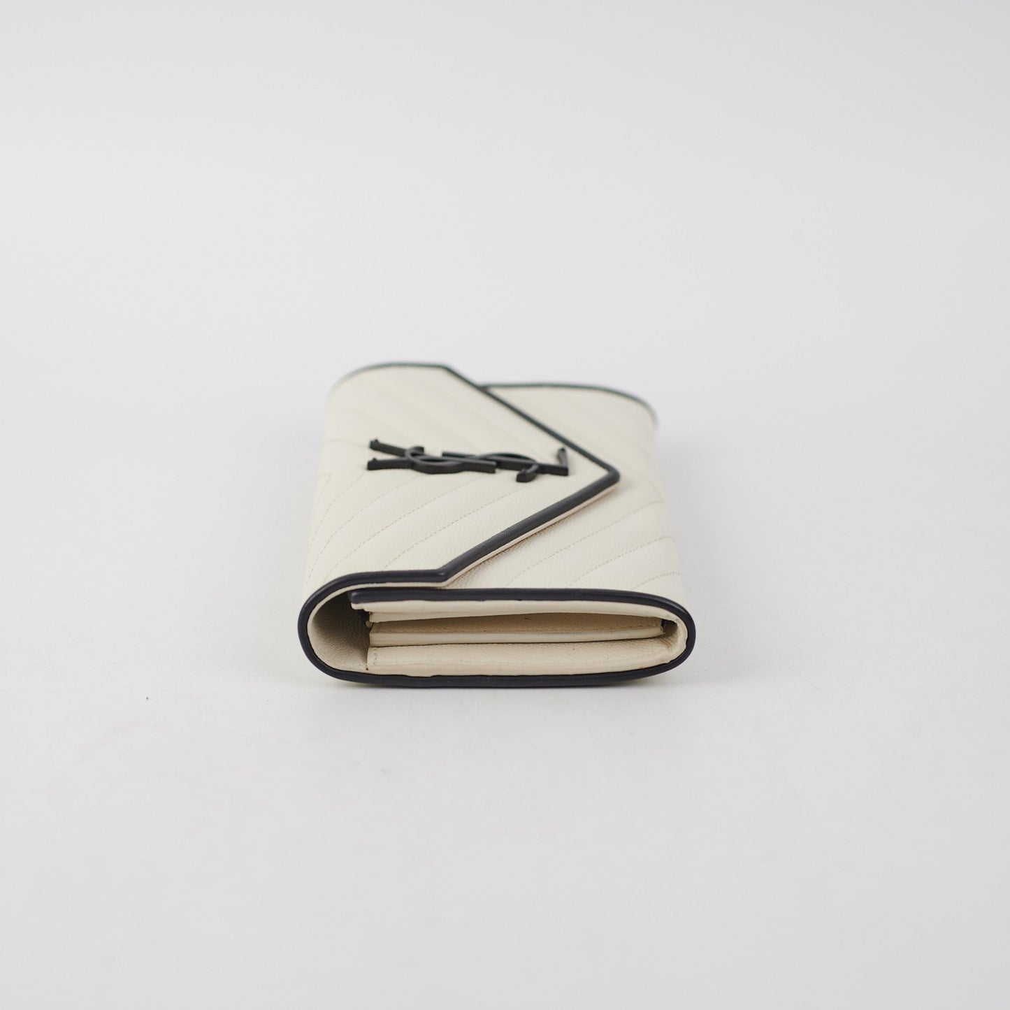 Saint Laurent White Monogram Long Envelope Wallet