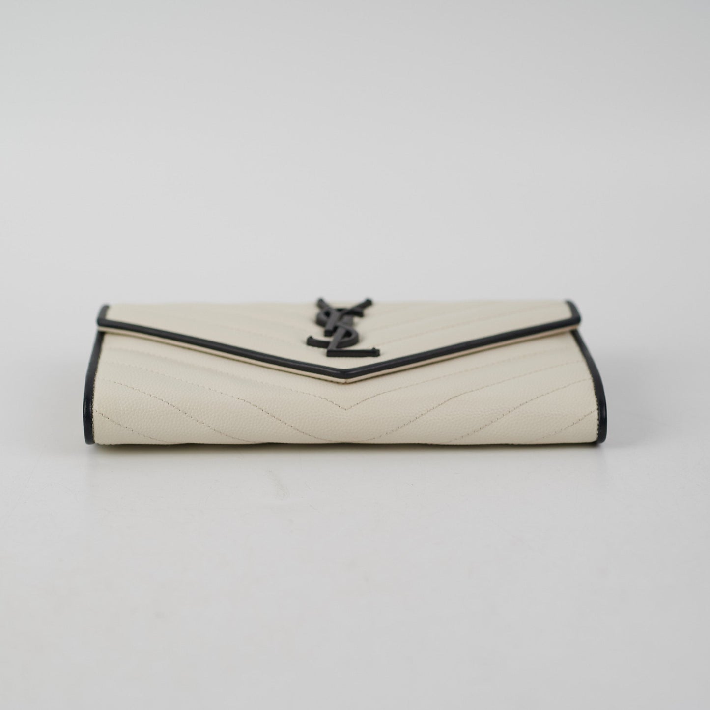 Saint Laurent White Monogram Long Envelope Wallet