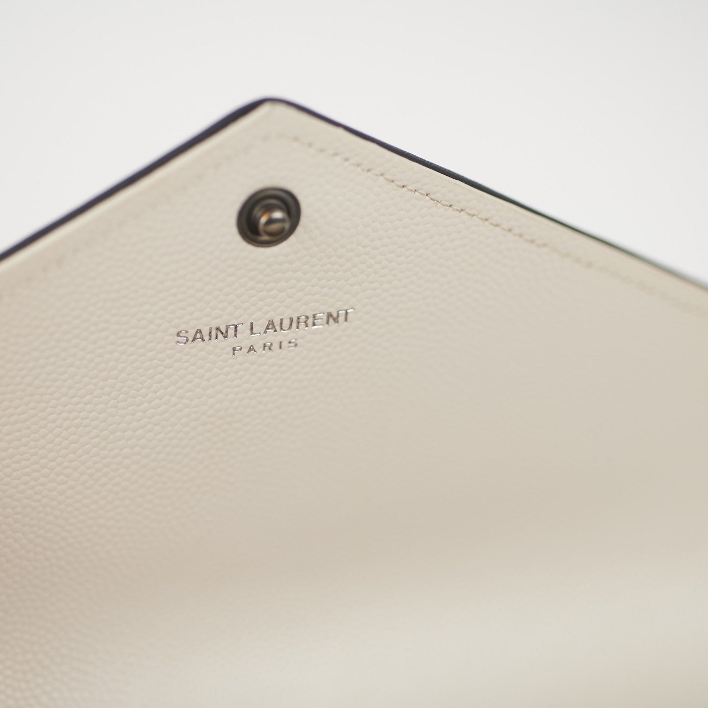 Saint Laurent White Monogram Long Envelope Wallet