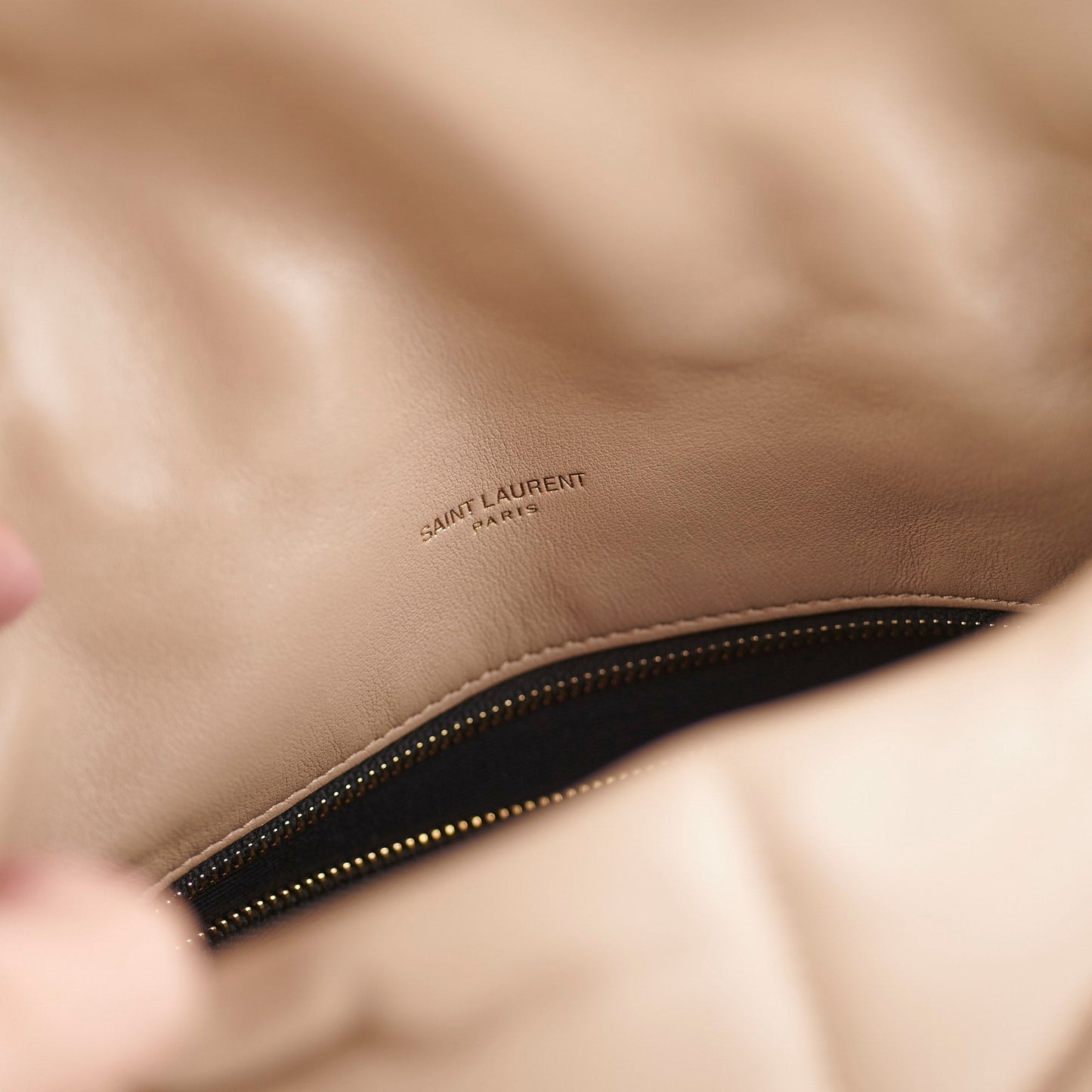 Saint Laurent Small Puffer Lou Beige Shoulder Bag