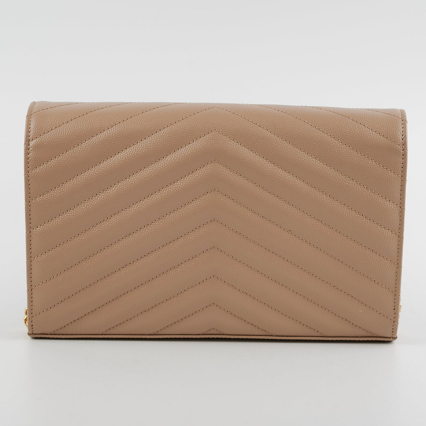 Saint Laurent Classic Cassandre Chain Wallet on Chain WOC Dark Beige