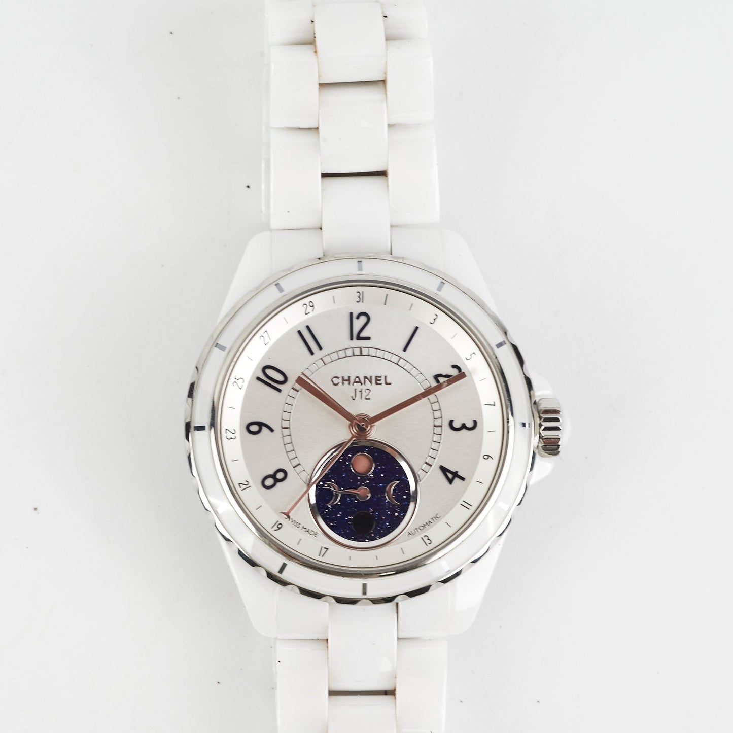 Chanel J12 38mm Moon Phase White Ceramic Watch